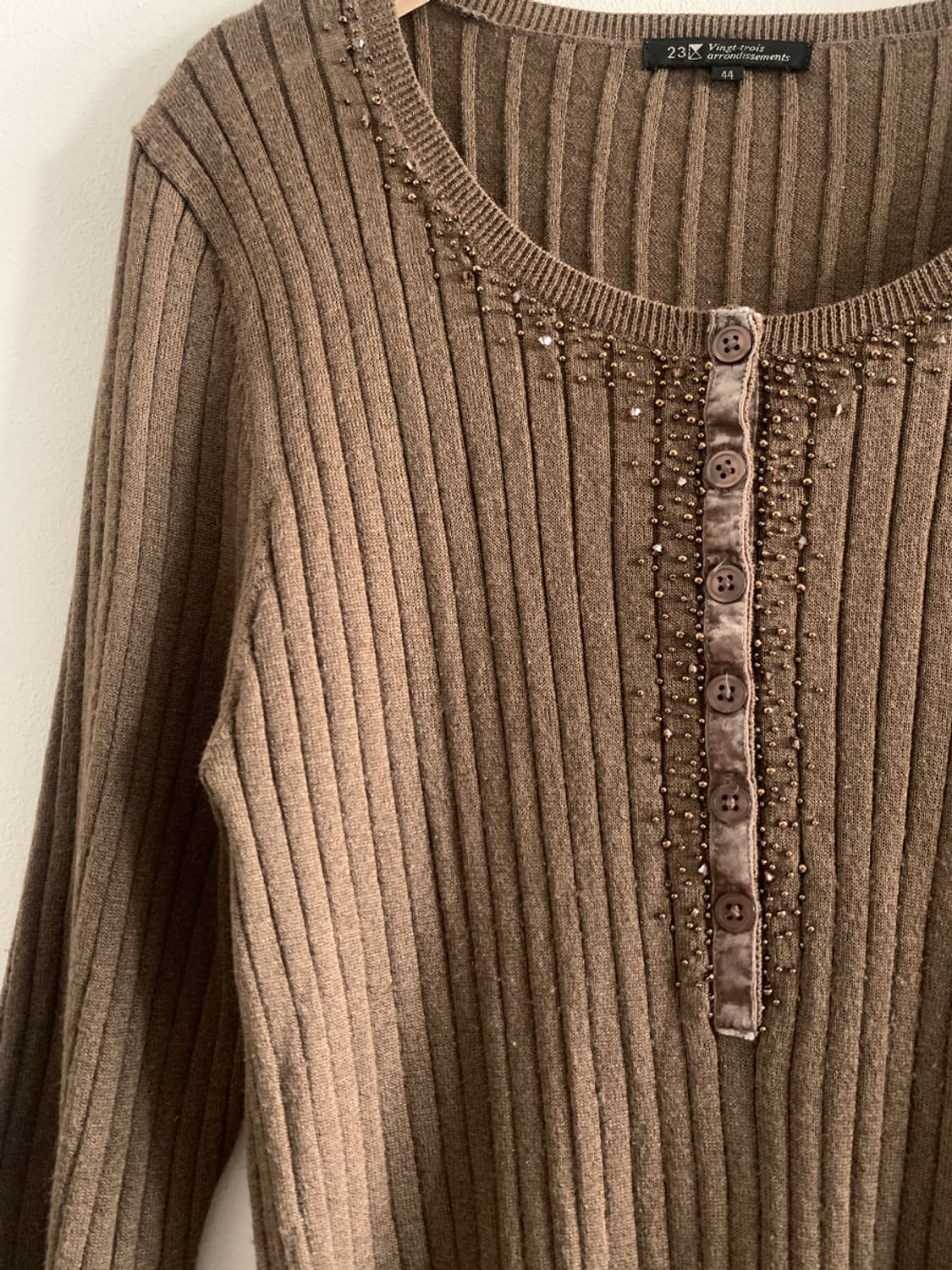 Beads Button Top(Brown) 상품이미지5