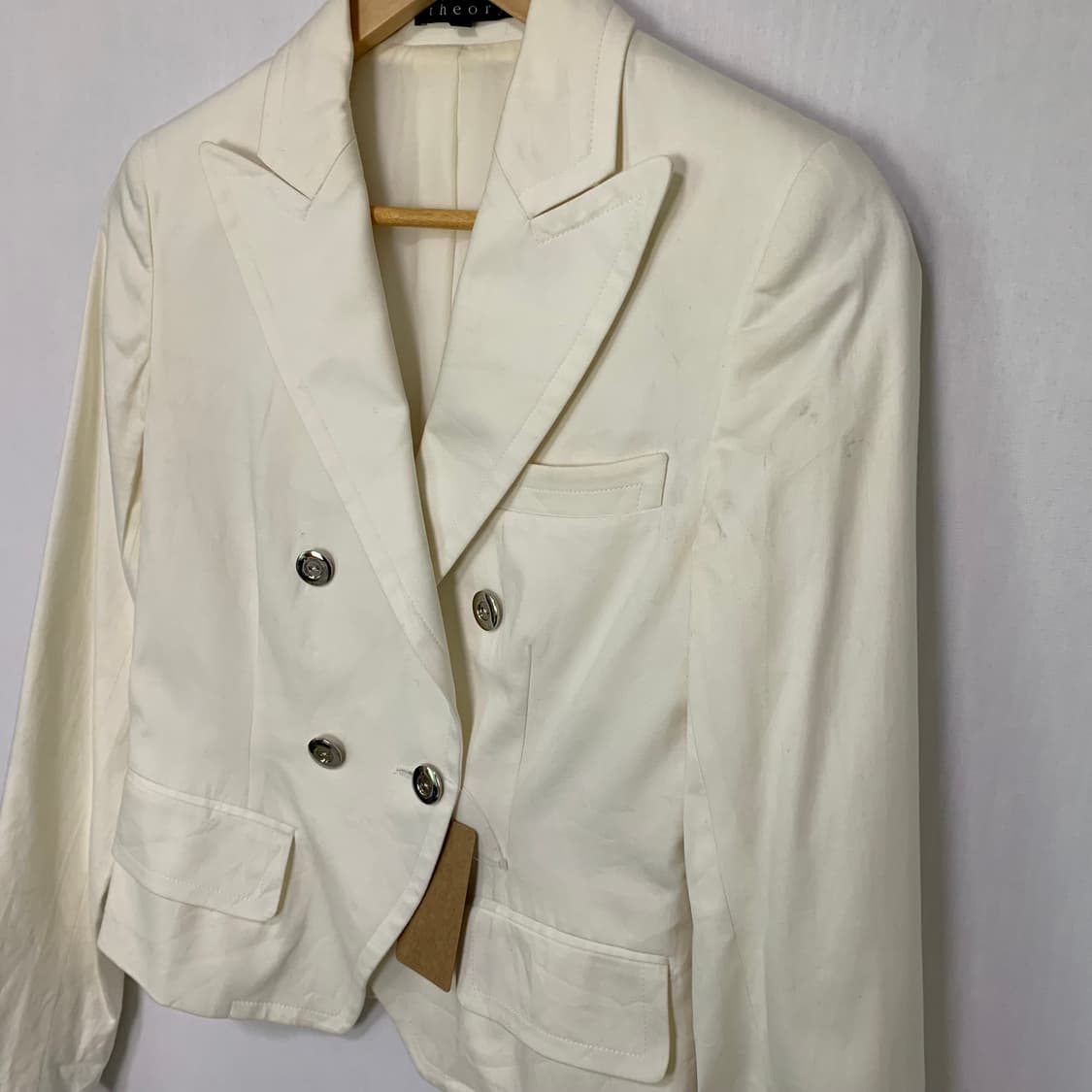 띠어리 아이보리 더블 브레스티드 은장버튼 숏자켓 일본 빈티지 핀터레스트 상품이미지2