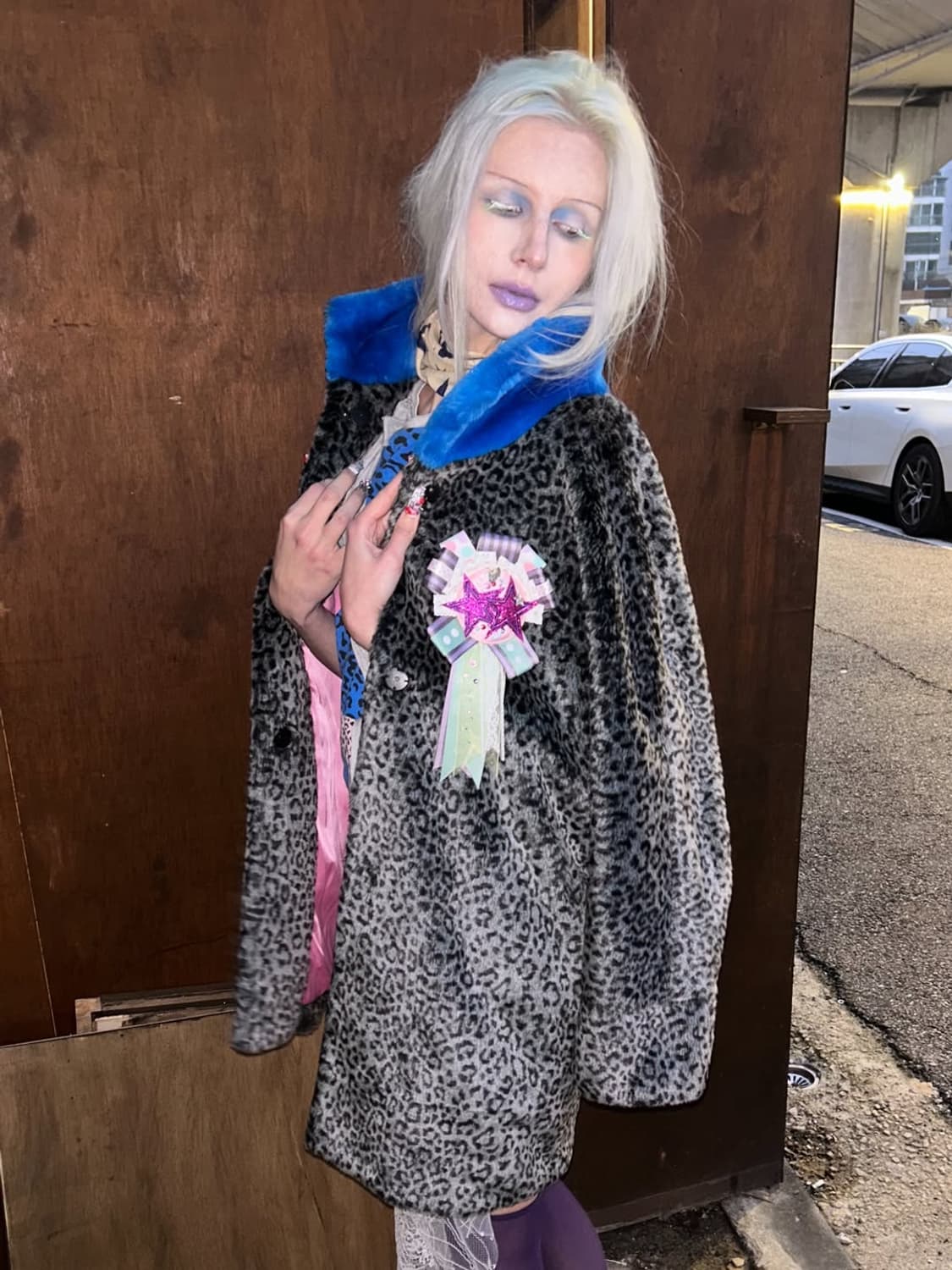  Blue leopard rosette fur 상품이미지3