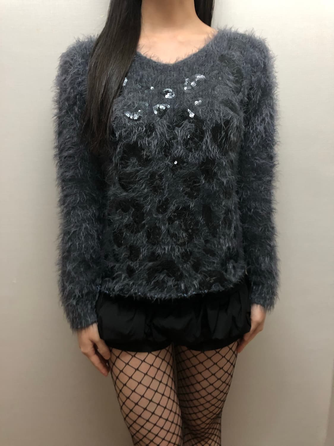 빈티지 챠콜 래오파드 앙고라 니트 상품이미지3