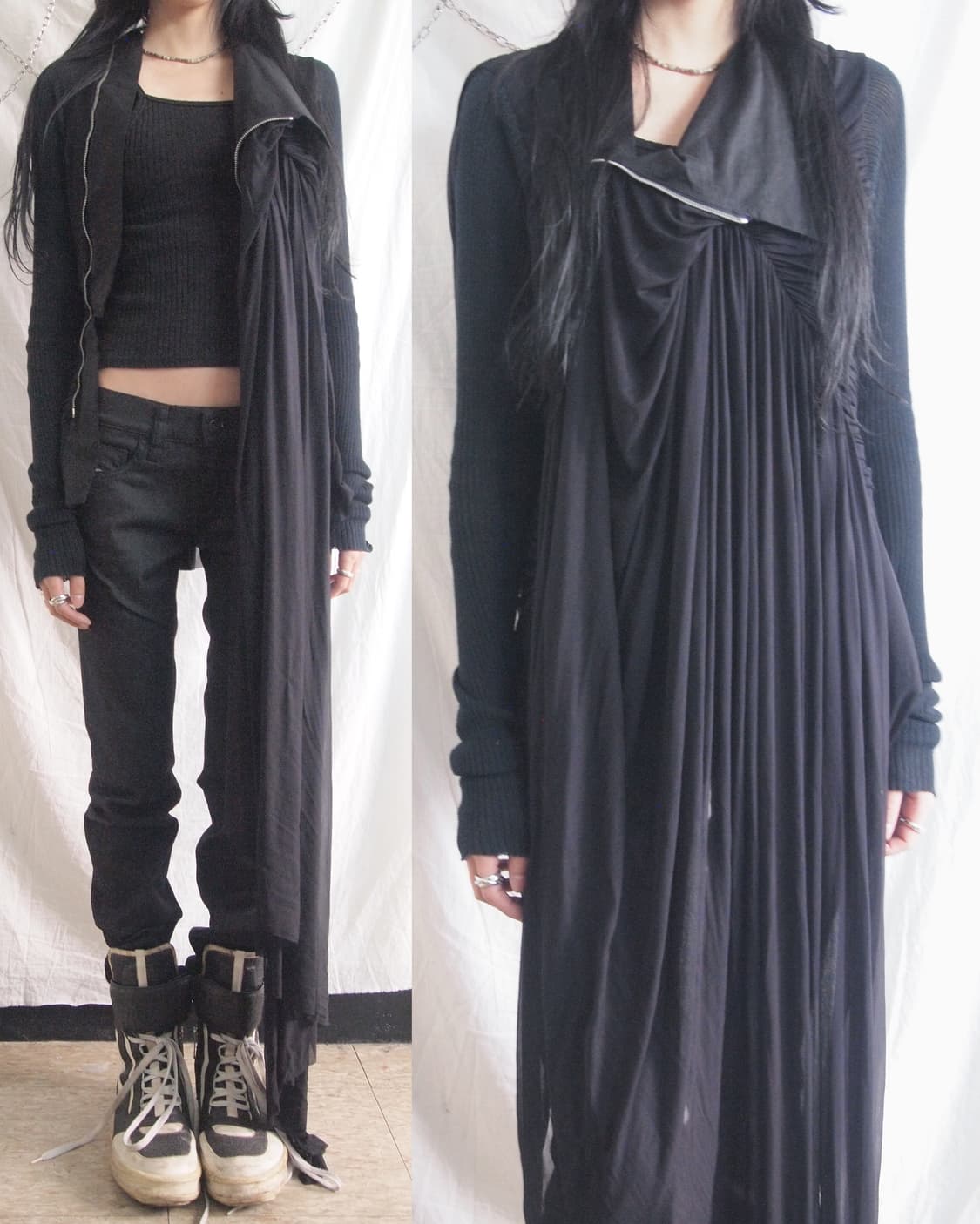 rare* 릭오웬스 11SS 런웨이 드레이프 하이넥 실크 자켓 상품이미지4