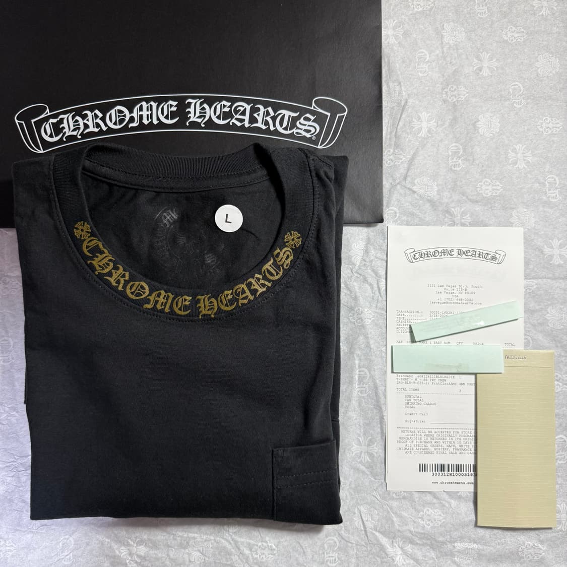 [L] 크롬하츠 넥로고 반팔 티셔츠 블랙 아미그린 상품이미지7