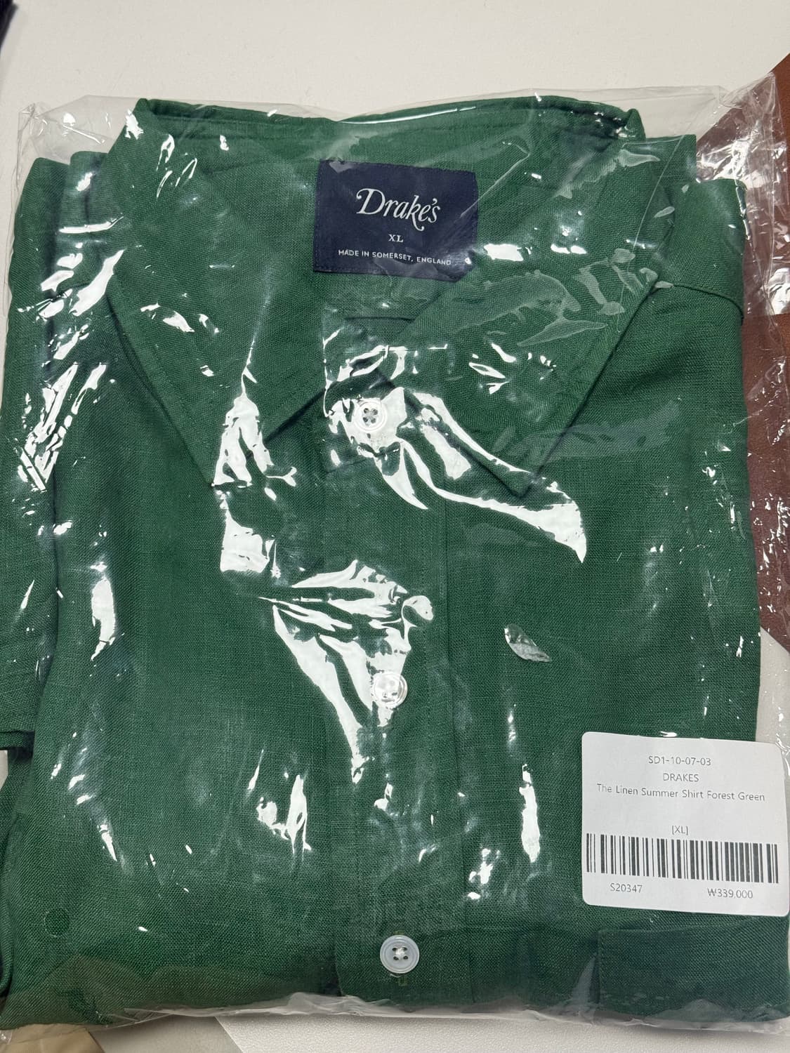 드레익스 리넨 셔츠 그린 XL 새상품 상품이미지3