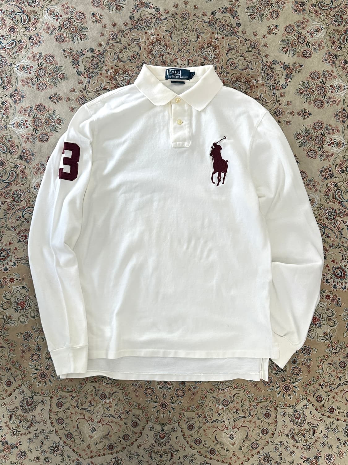 폴로 랄프로렌 크림/버건디 빅포니 카라티 상품이미지1