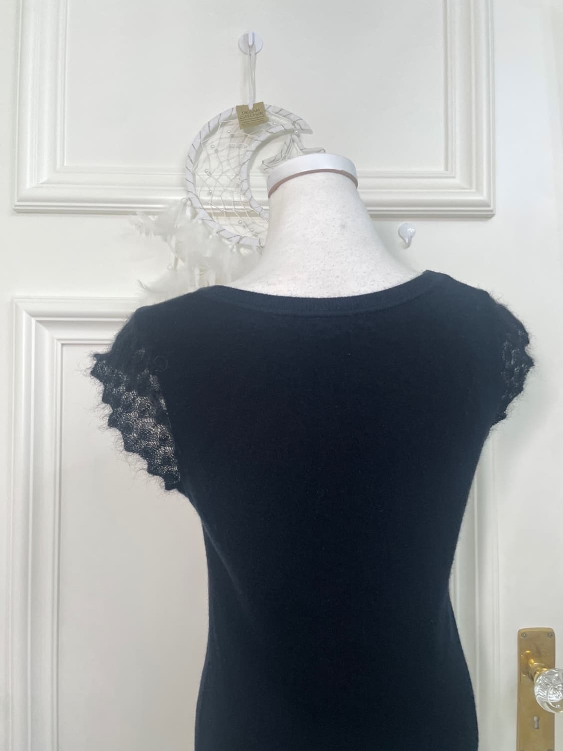 black crochet point angora slim knit top 상품이미지4