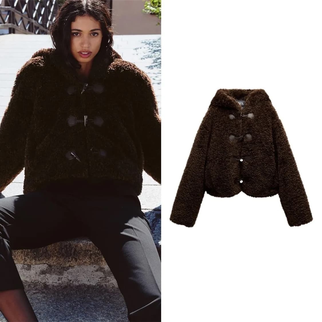 (상태 최상) 자라 ZARA 시어링 퍼 토글 자켓 (s) 상품이미지1