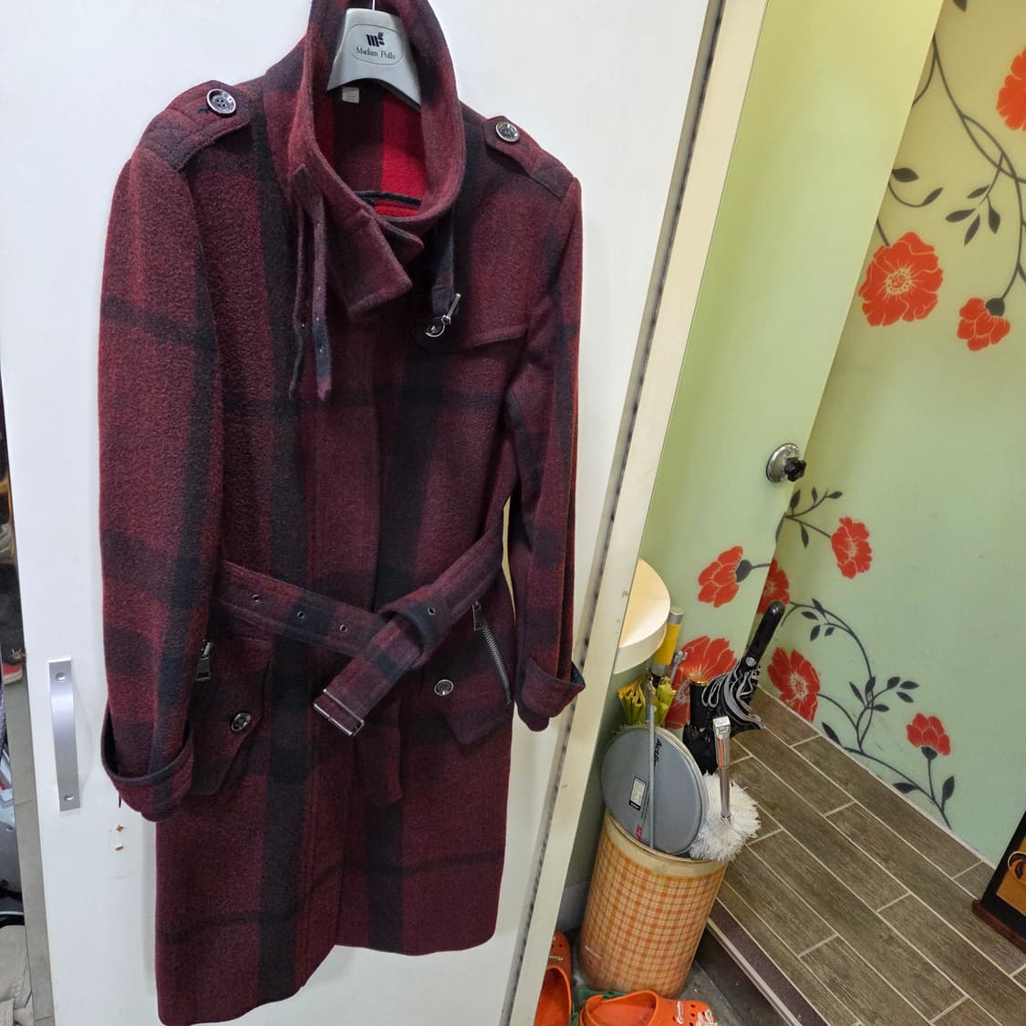 버버리 체크 롱 코트 상품이미지1