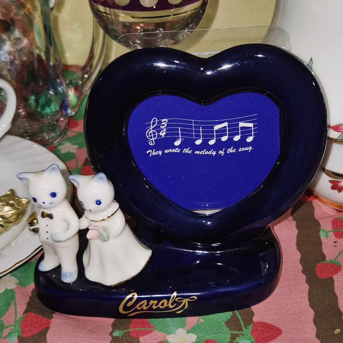 00s 웨딩 고양이 하트 도자기 액자&오르골 상품이미지6