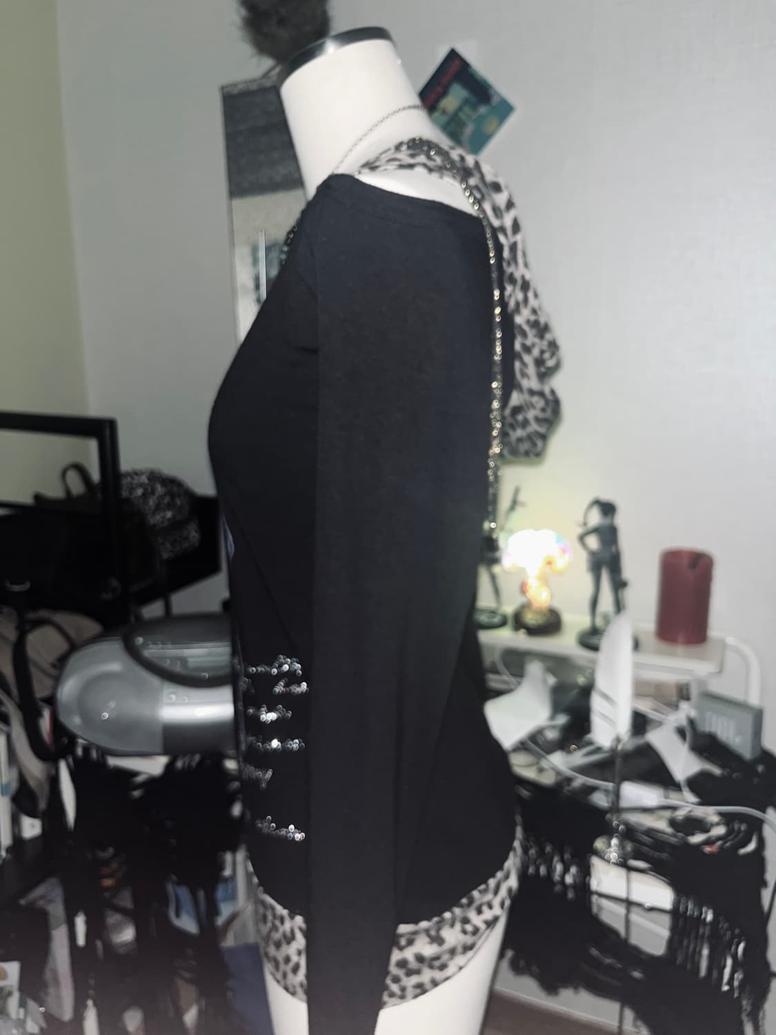 갸루 레오파드 오프숄더 후드 상품이미지3