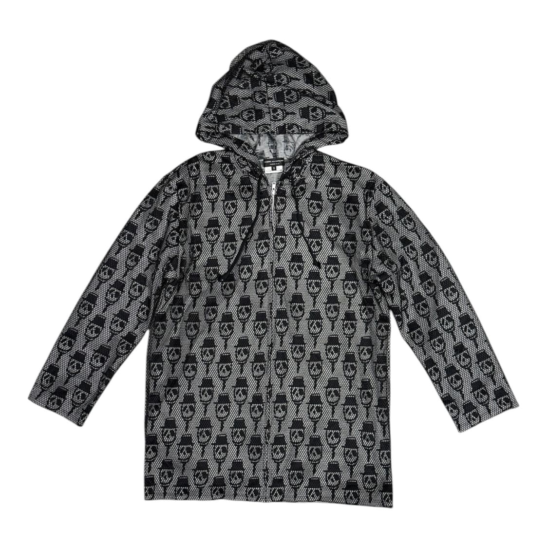 2010 꼼데가르송 아카이브 해골 패턴 메쉬 이중 원단 후드 집업 자켓 상품이미지1