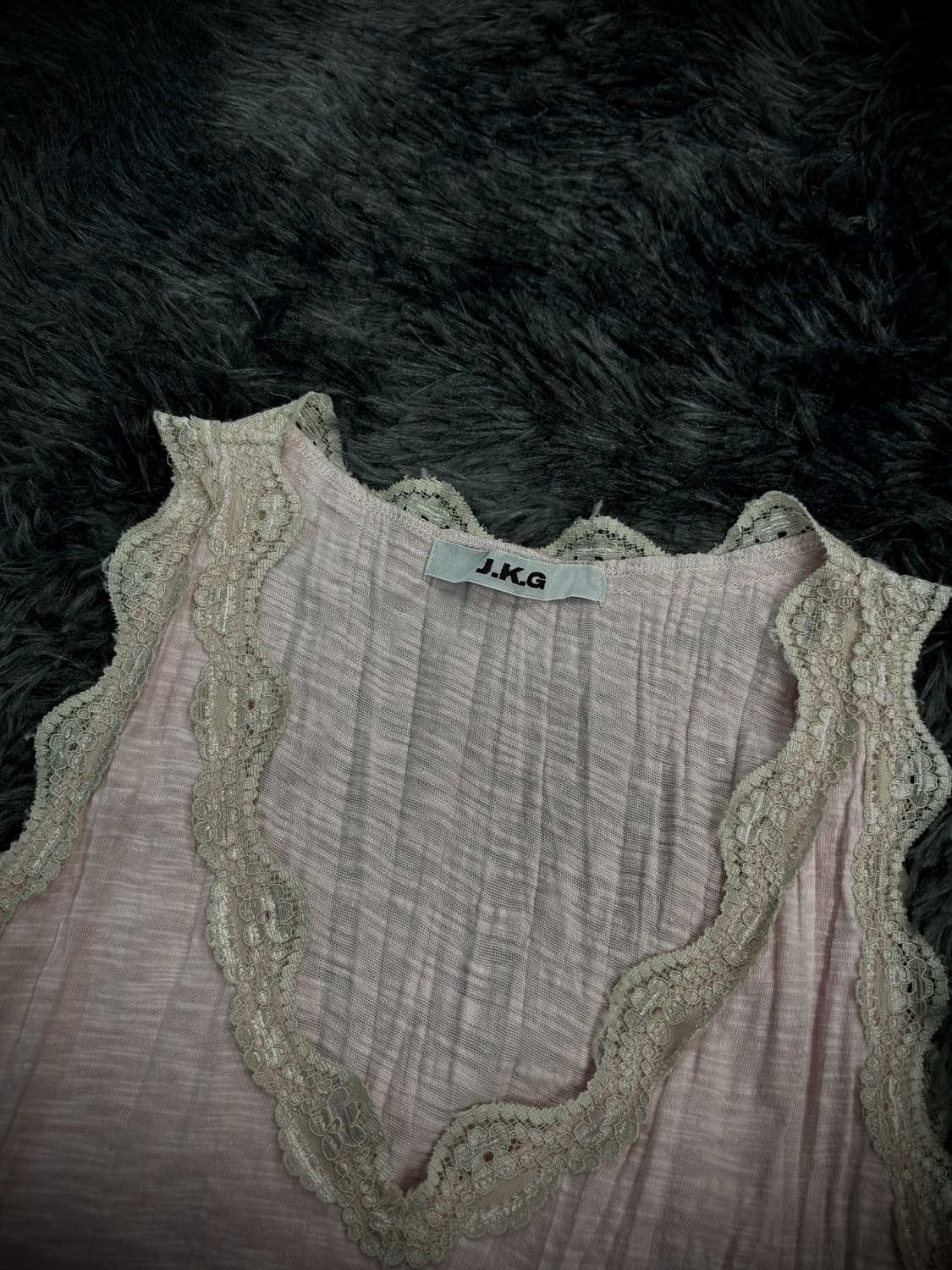 레이스 트리밍 크리운 그래픽 슬리브리스 상품이미지5