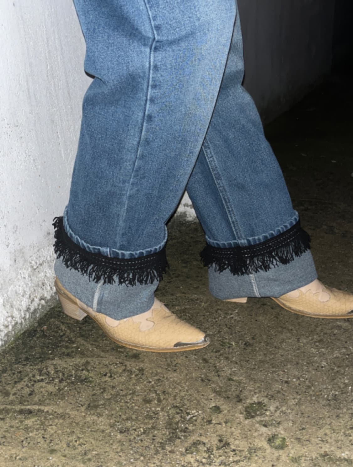 김아홉 프린지 롱 데님 블랙트리밍 M 상품이미지3