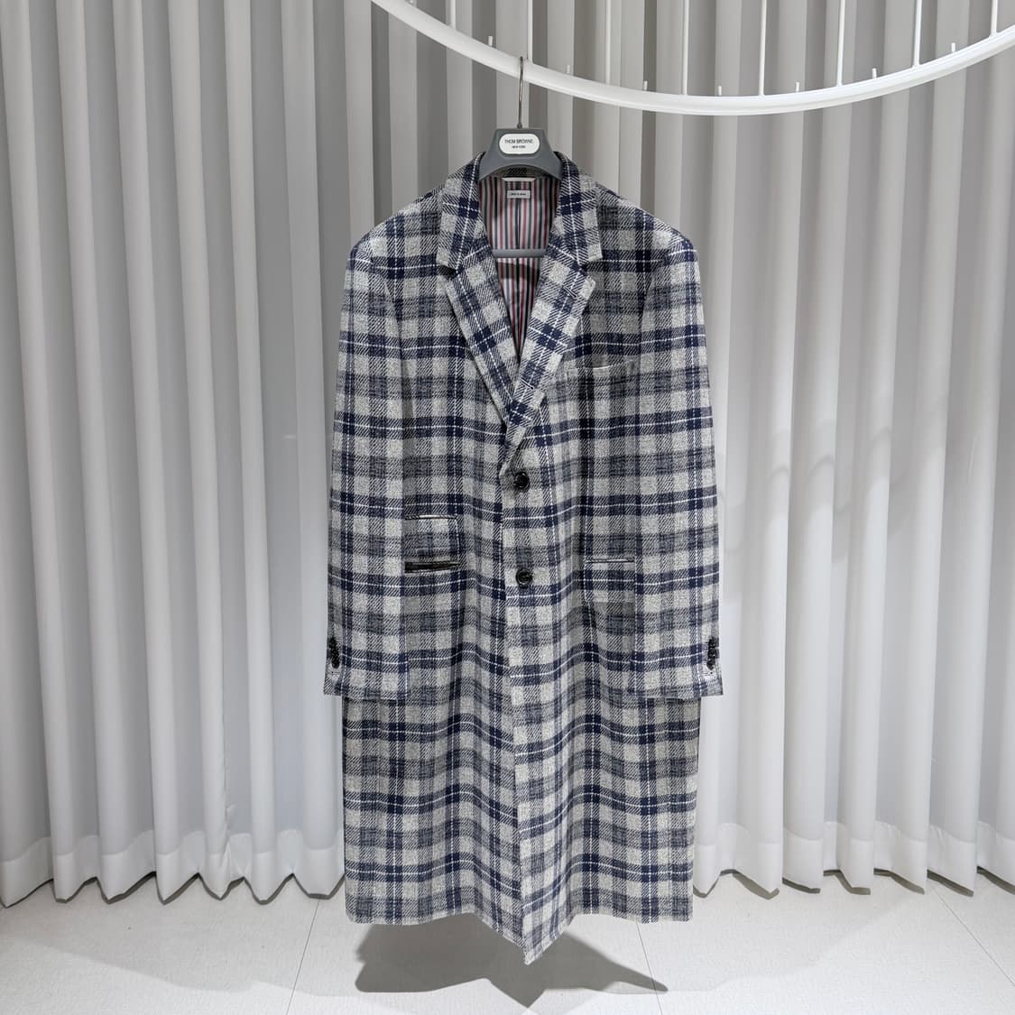 (A+/5) / 톰브라운 타탄 체크 바리티쉬 울 오버 코트 자켓 그레이 상품이미지1