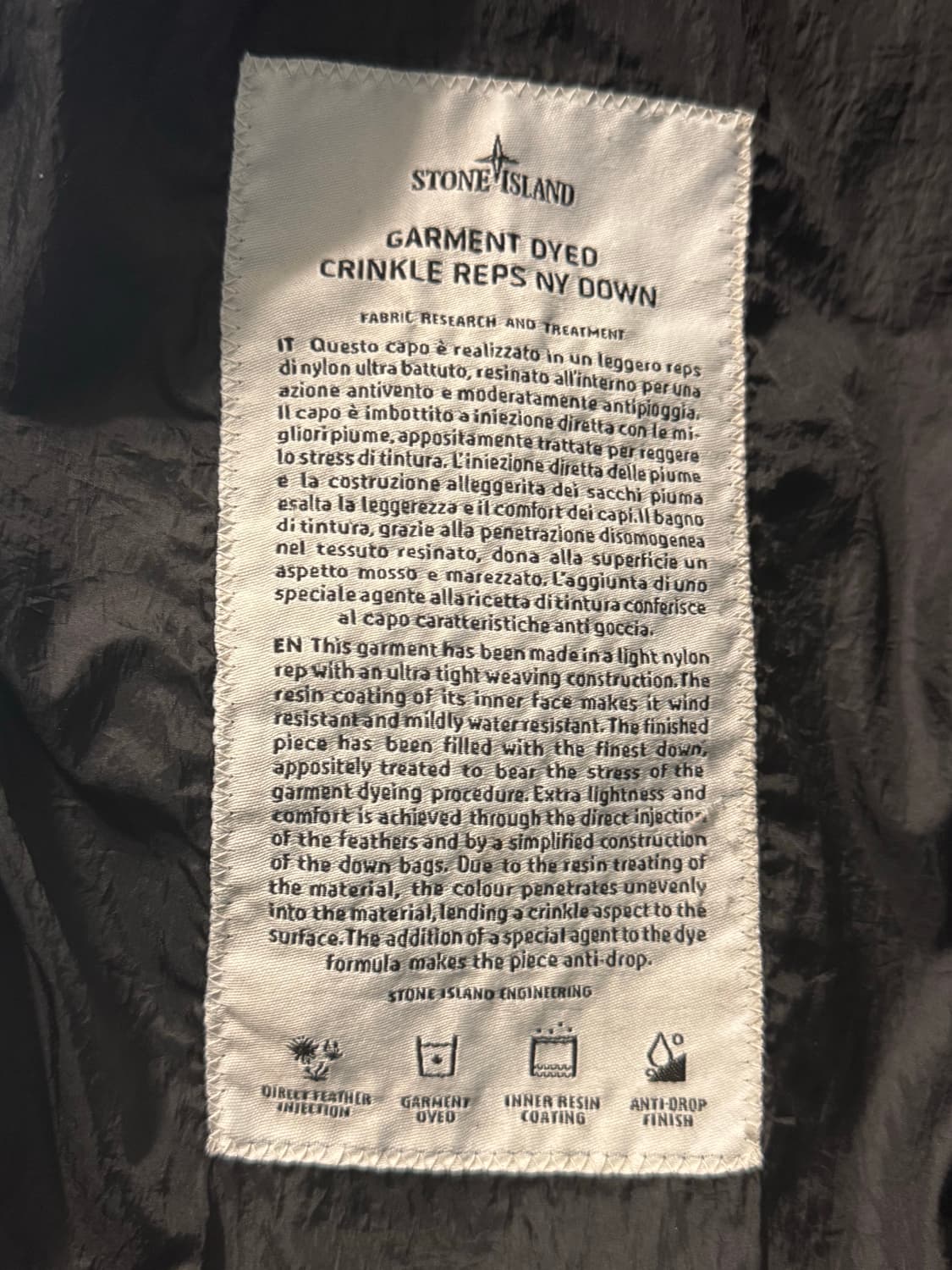 스톤아일랜드 크링클렙스 블랙 롱파카 size M 상품이미지10