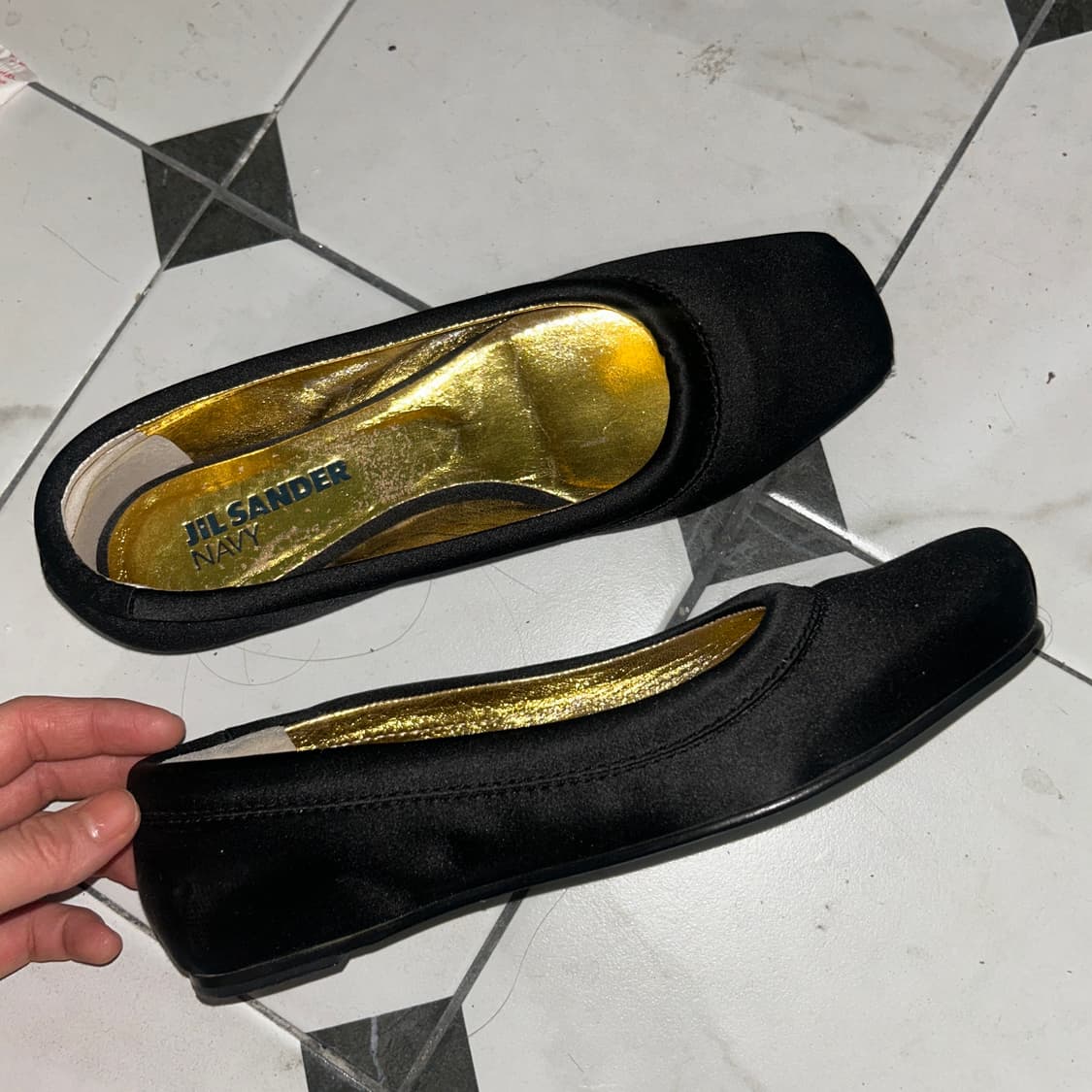 질샌더 네이비 jil sander 새틴 플랫슈즈 상품이미지1