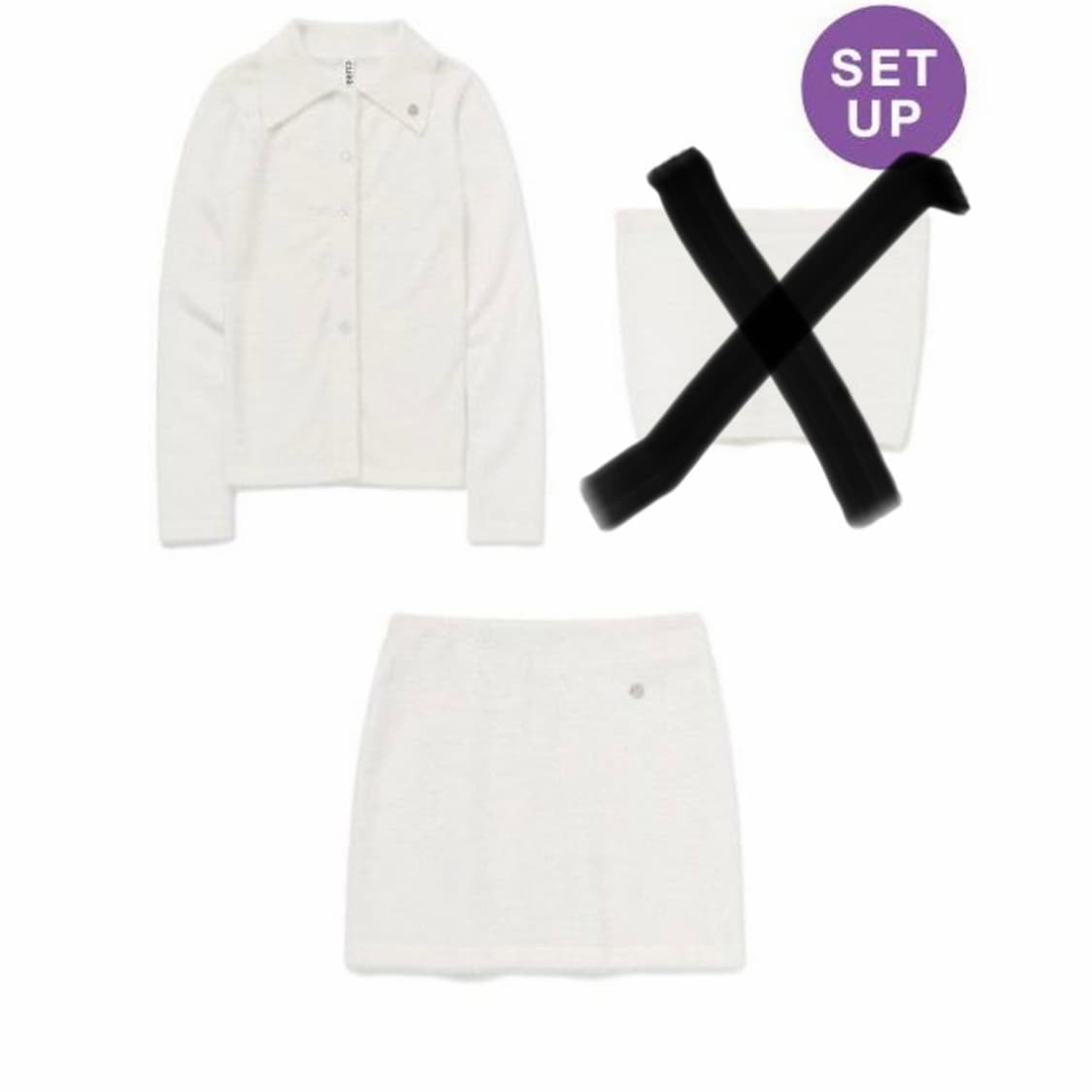 커렌트 헤어리 니트 가디건 스커트 세트 셋업 상품이미지1