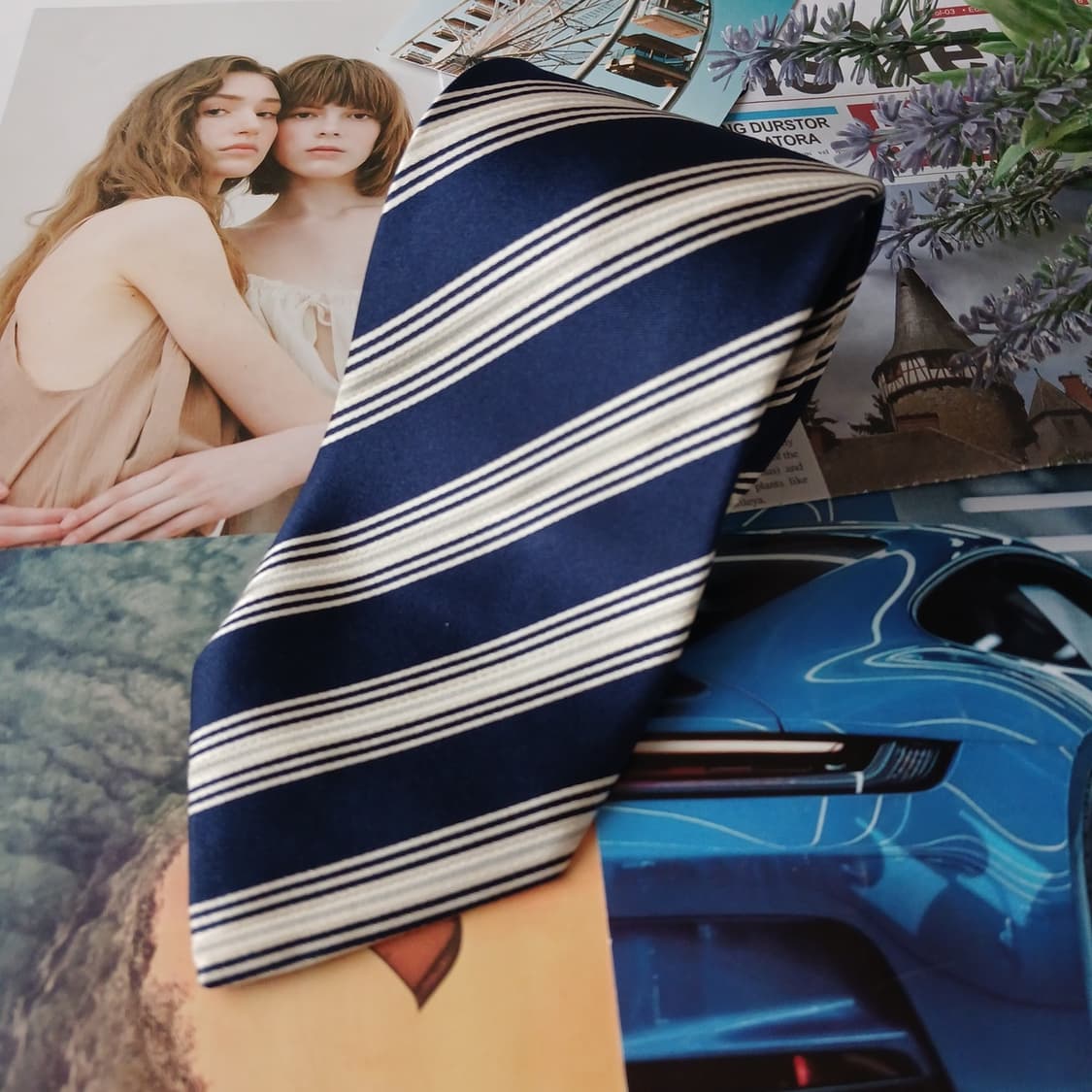 레노마 실크 네이비 스트라이프 넥타이 8.5cm A등급 A19733 상품이미지4