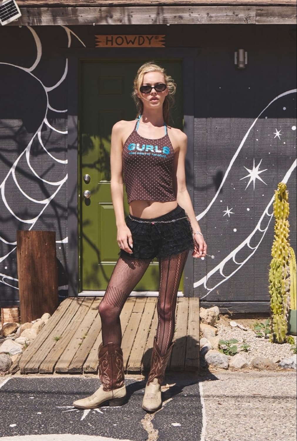 애즈이프켈리 GURLS GLITER DOT SLEEVELESS BROWN 상품이미지1