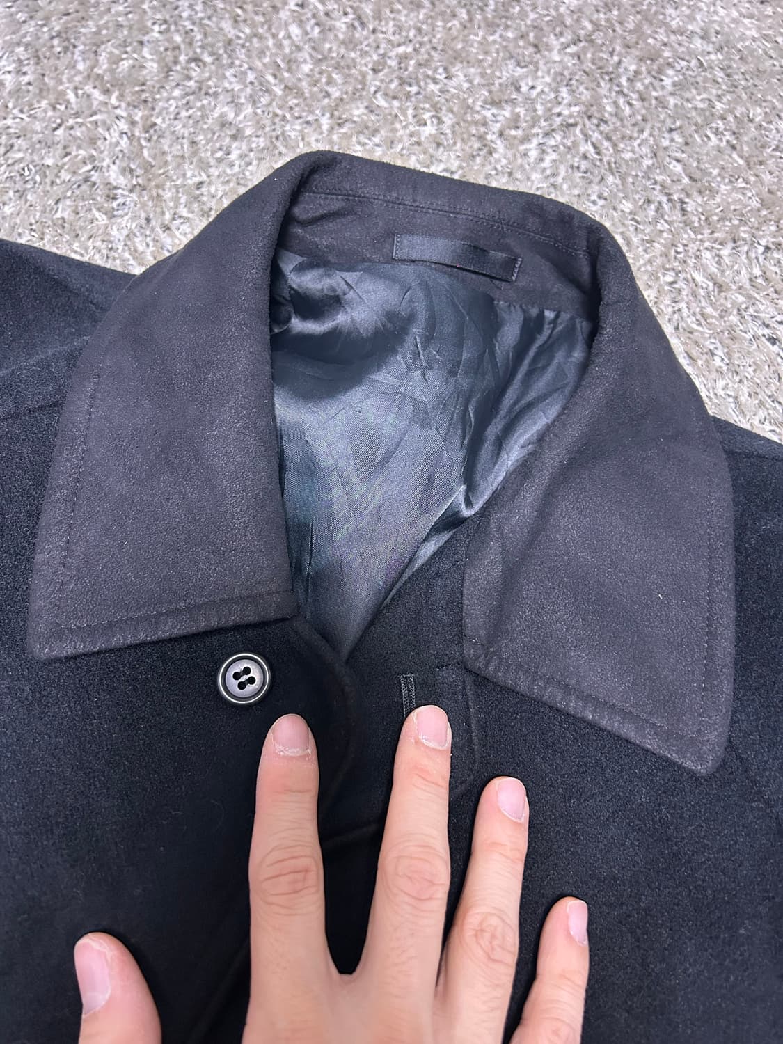 카라 투톤 캐시미어 코트 사이즈 105~110 상품이미지6