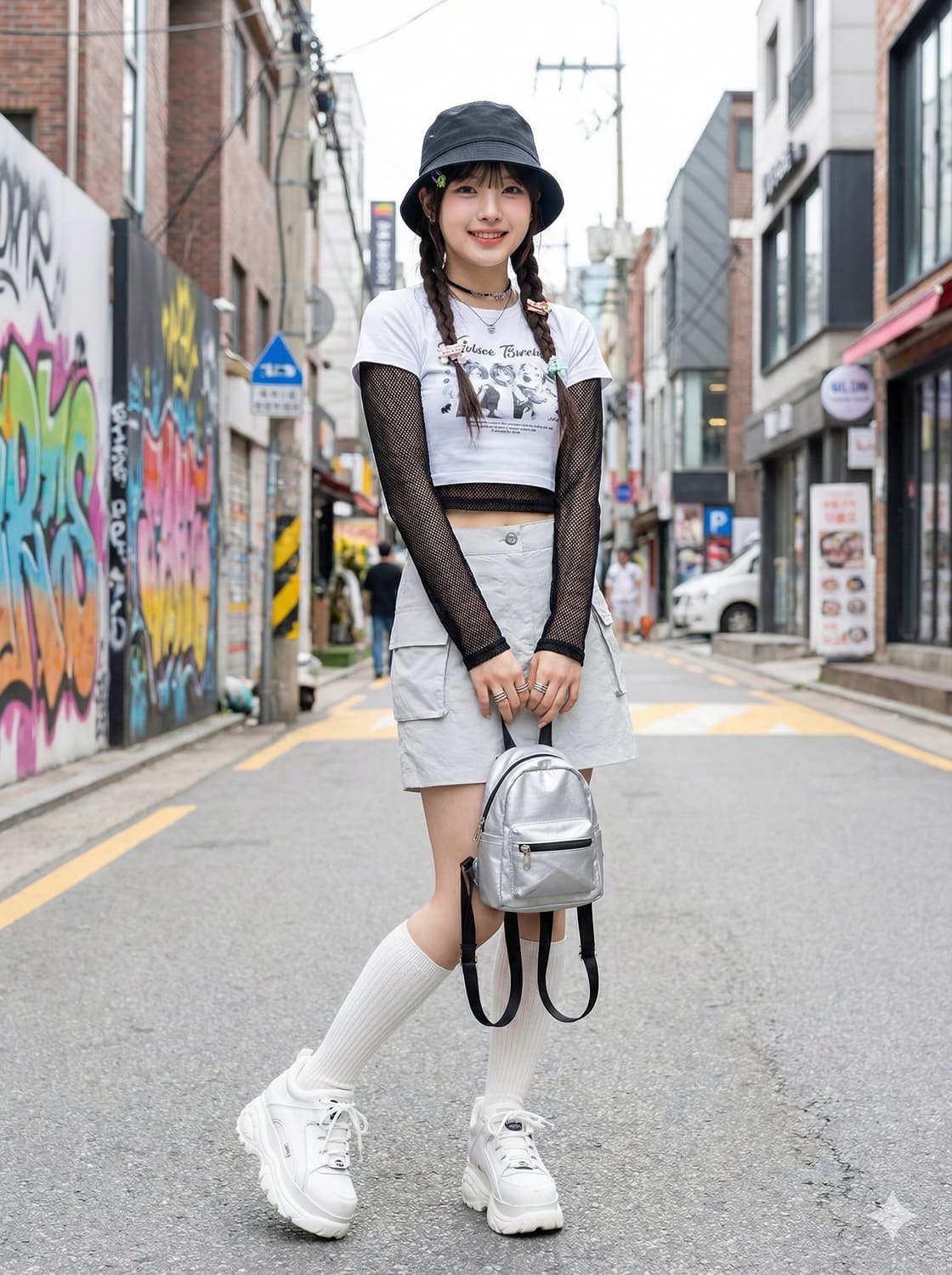 코드그라피 나일론 그레이 카고 미니스커트_S 상품이미지1