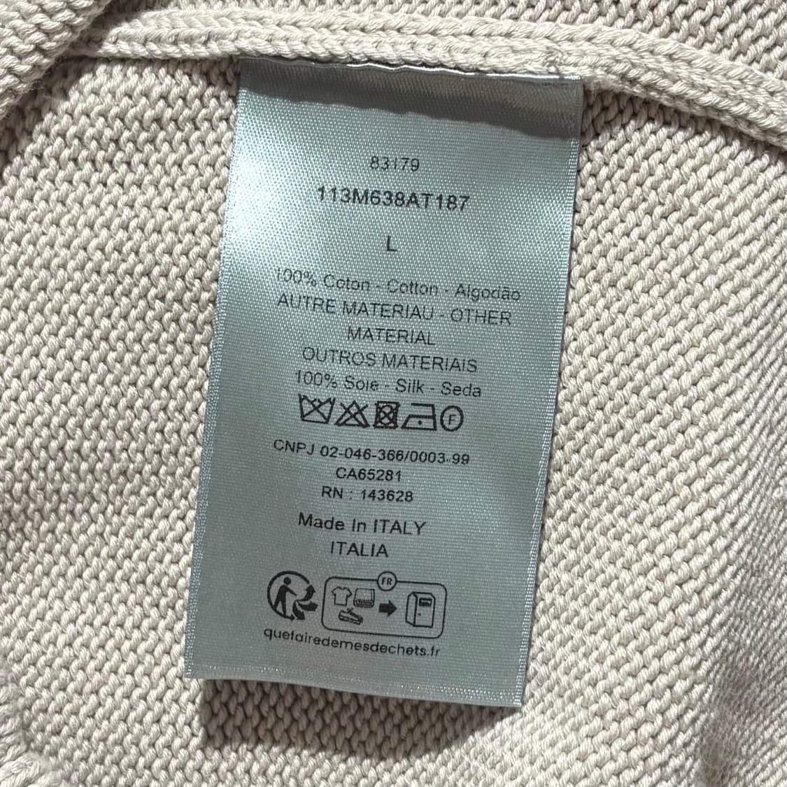 A+ / L (103) 디올 오블리크 인서트 니트 베이지 상품이미지4