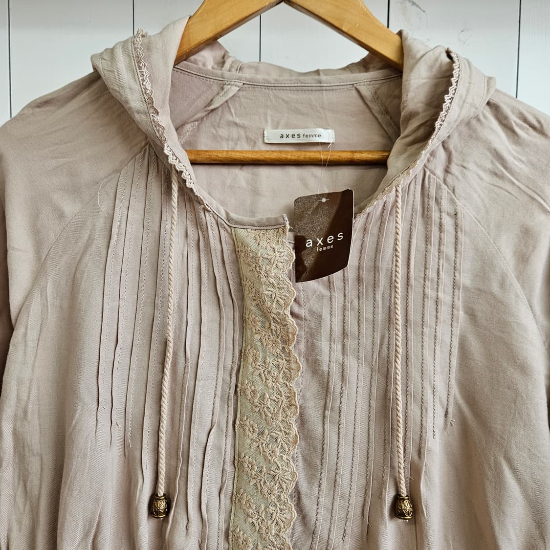 엑시즈팜(Axes Femme) 레이스 레이어드 후드 코트 상품이미지3