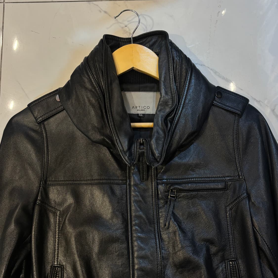 ARTICO MILANO LAMB SKIN 하이넥 양가죽 자켓 빈티지 상품이미지3