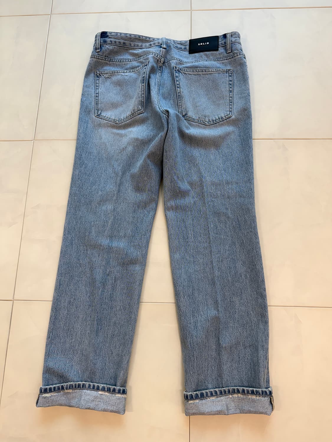 솔리드옴므 워싱 연청 데님 팬츠 50(33-34) 상품이미지7