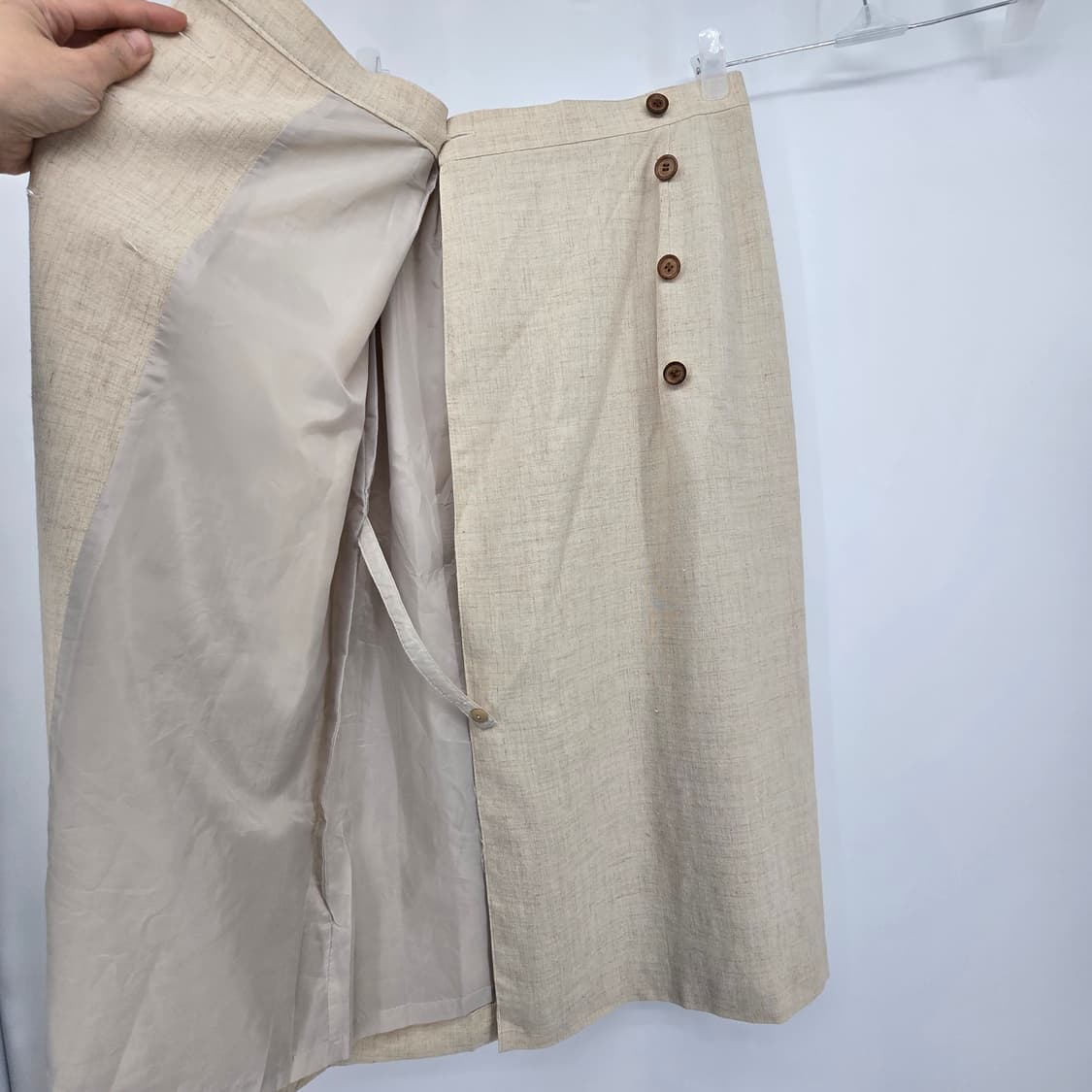 ANNCHEPI 베이지 린넨 혼방 랩 스커트 25 [E30579] 상품이미지5