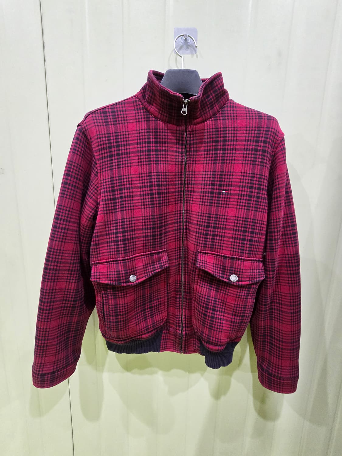 타미힐피거 체크 봄버 자켓 레드 상품이미지2