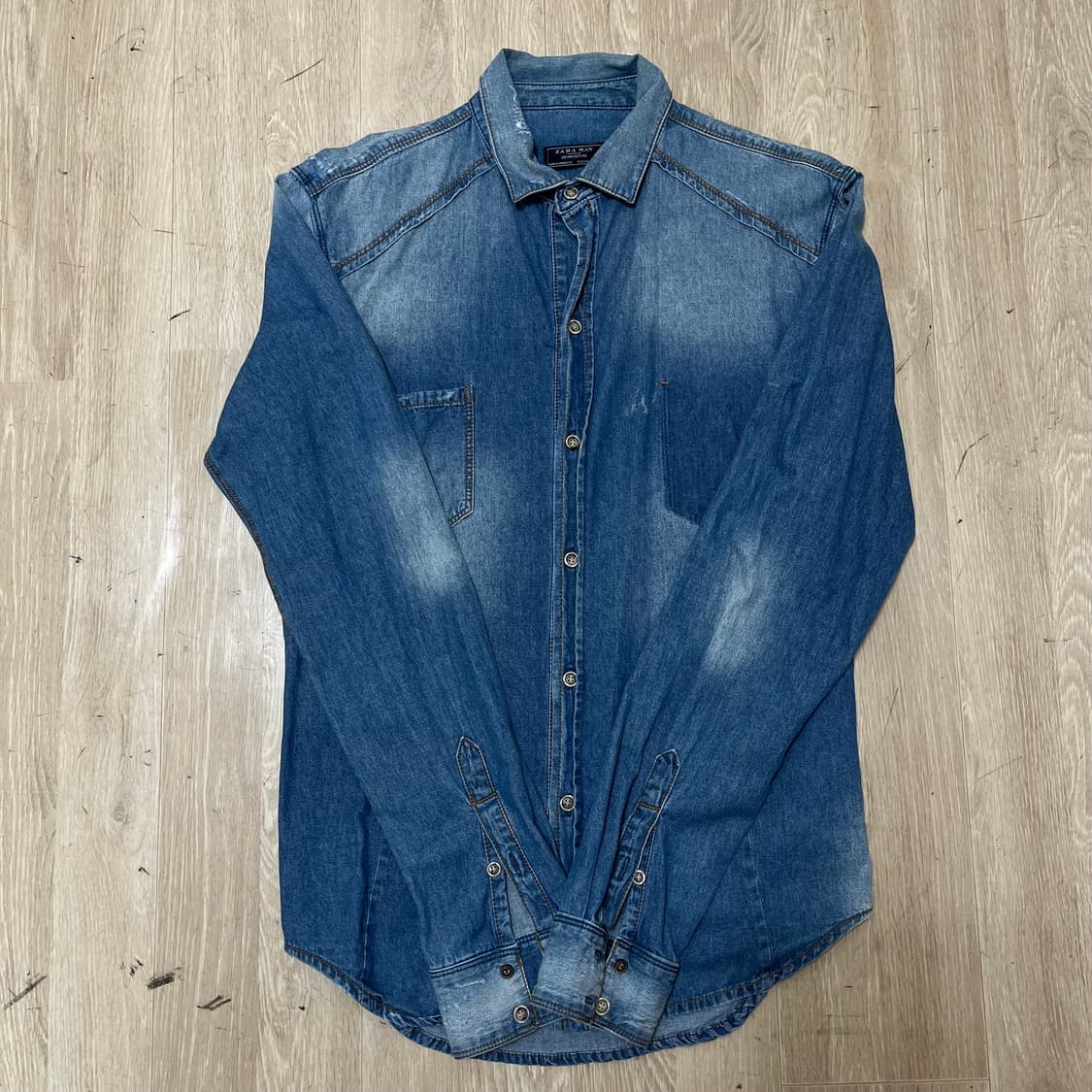 자라 ZARA MAN 슬림 핏 데님 셔츠 S(90) 상품이미지1