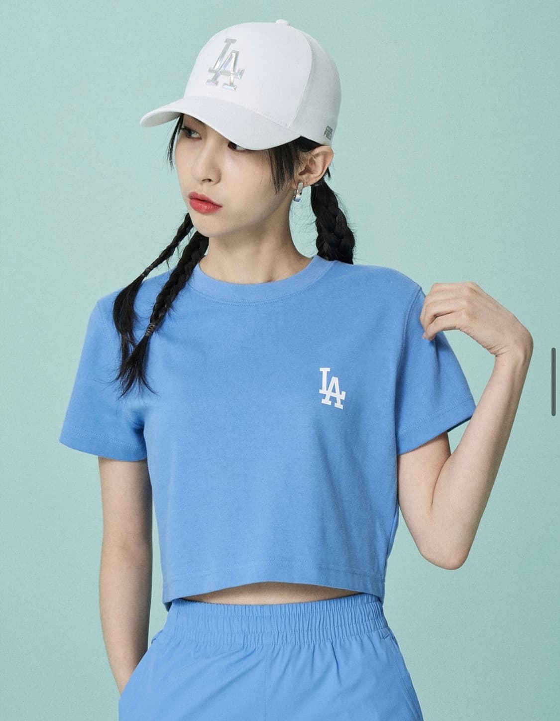MLB 크롭티 LA 스카이블루 S 상품이미지1