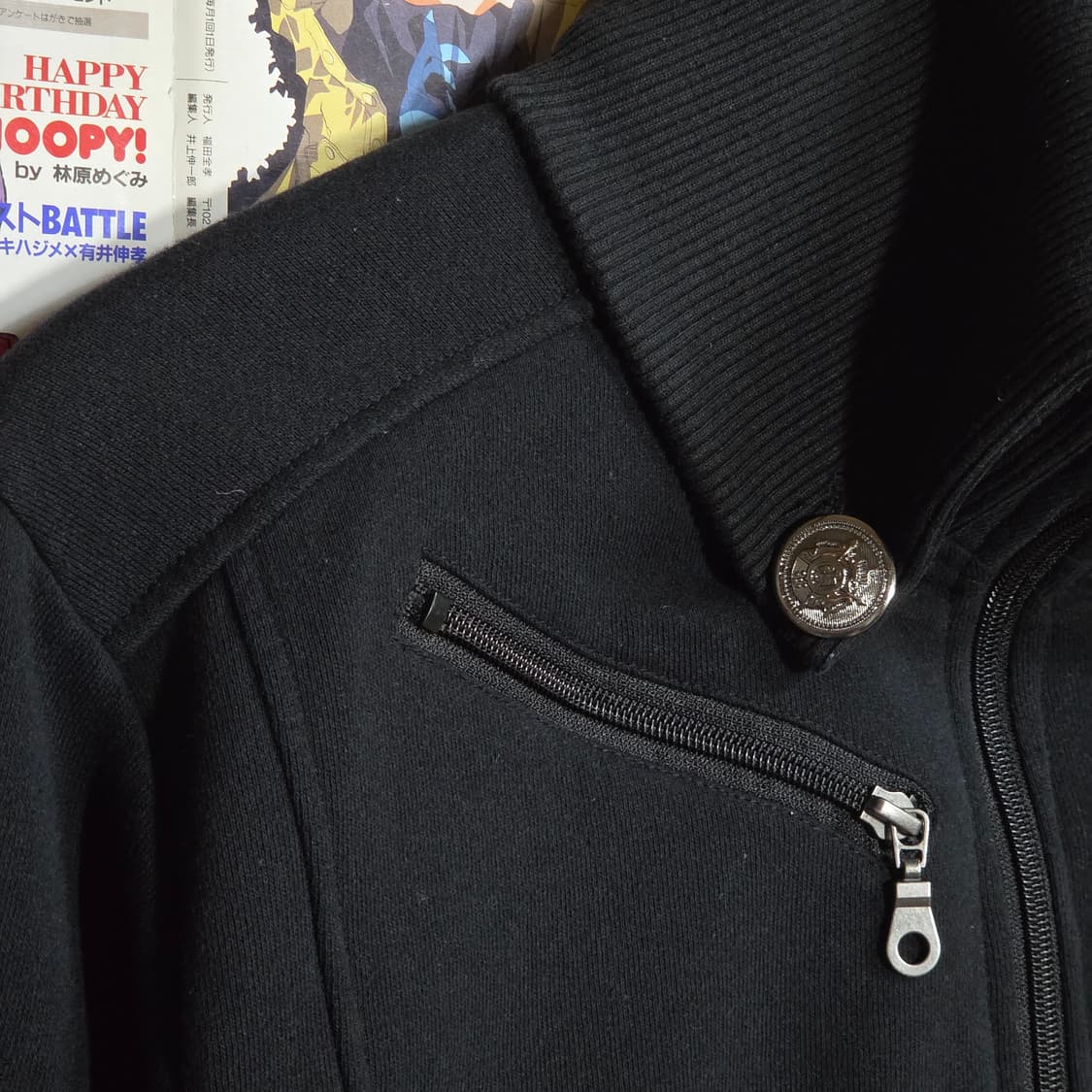 JPN 락시크 블랙 하이넥 버튼 기모 코튼 집업 상품이미지3