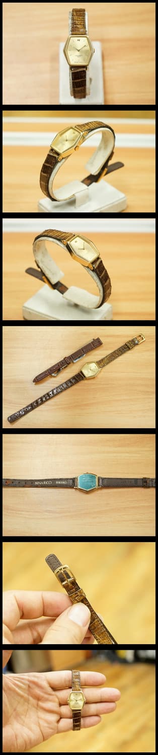 80s 세이코 x 니나리치 헥사곤 프레임 금장 여성용 쿼츠 시계 상품이미지2