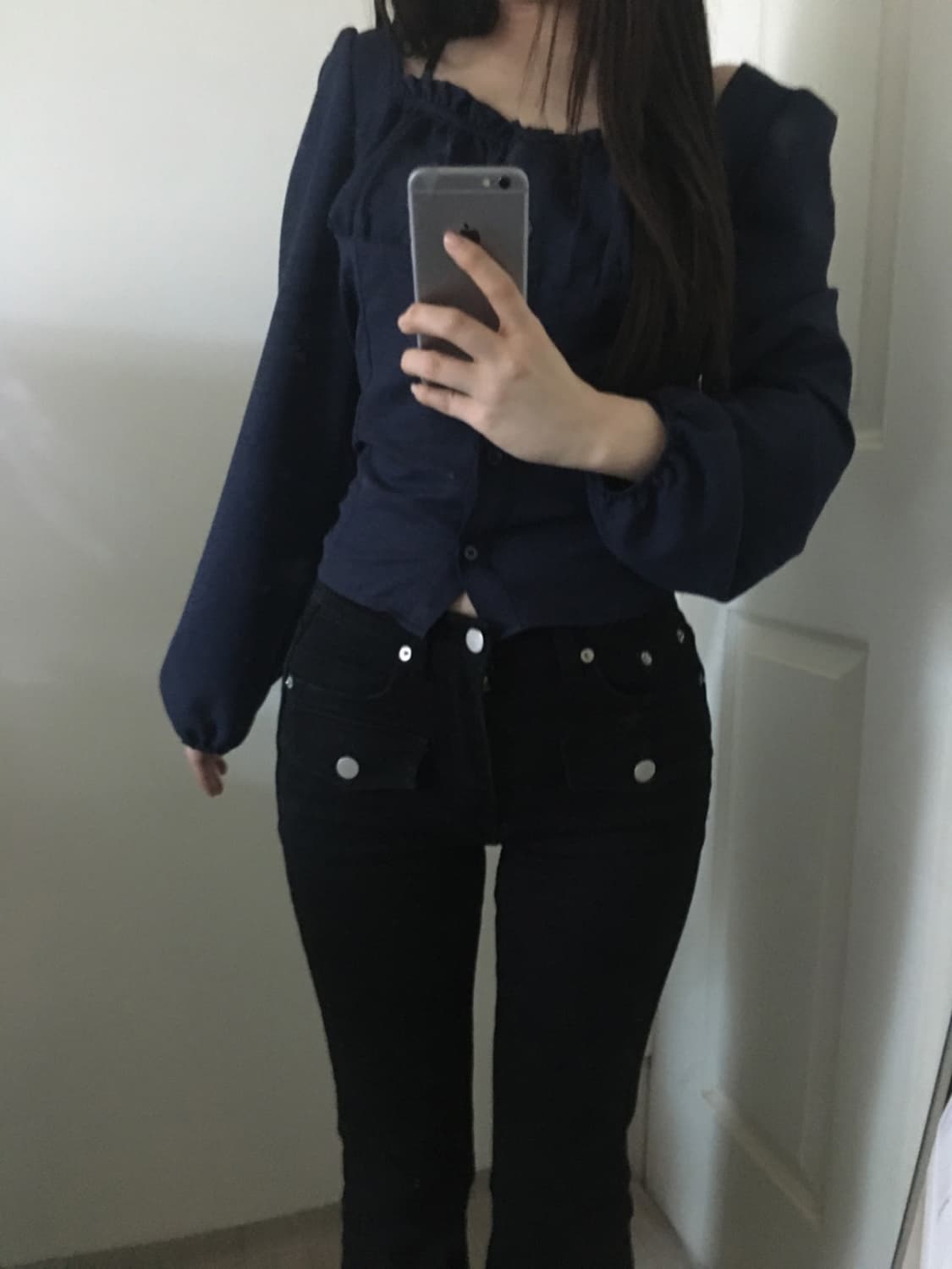 ruby puff blouse_navy 상품이미지1