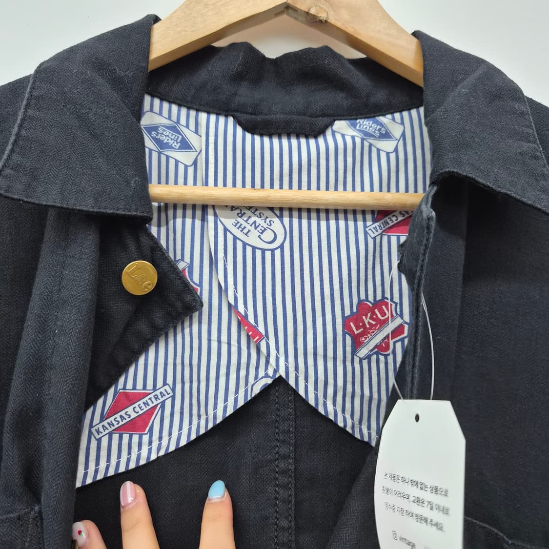 Lee 블랙 코튼 버튼업 셔츠 코트 남성 M 상품이미지6