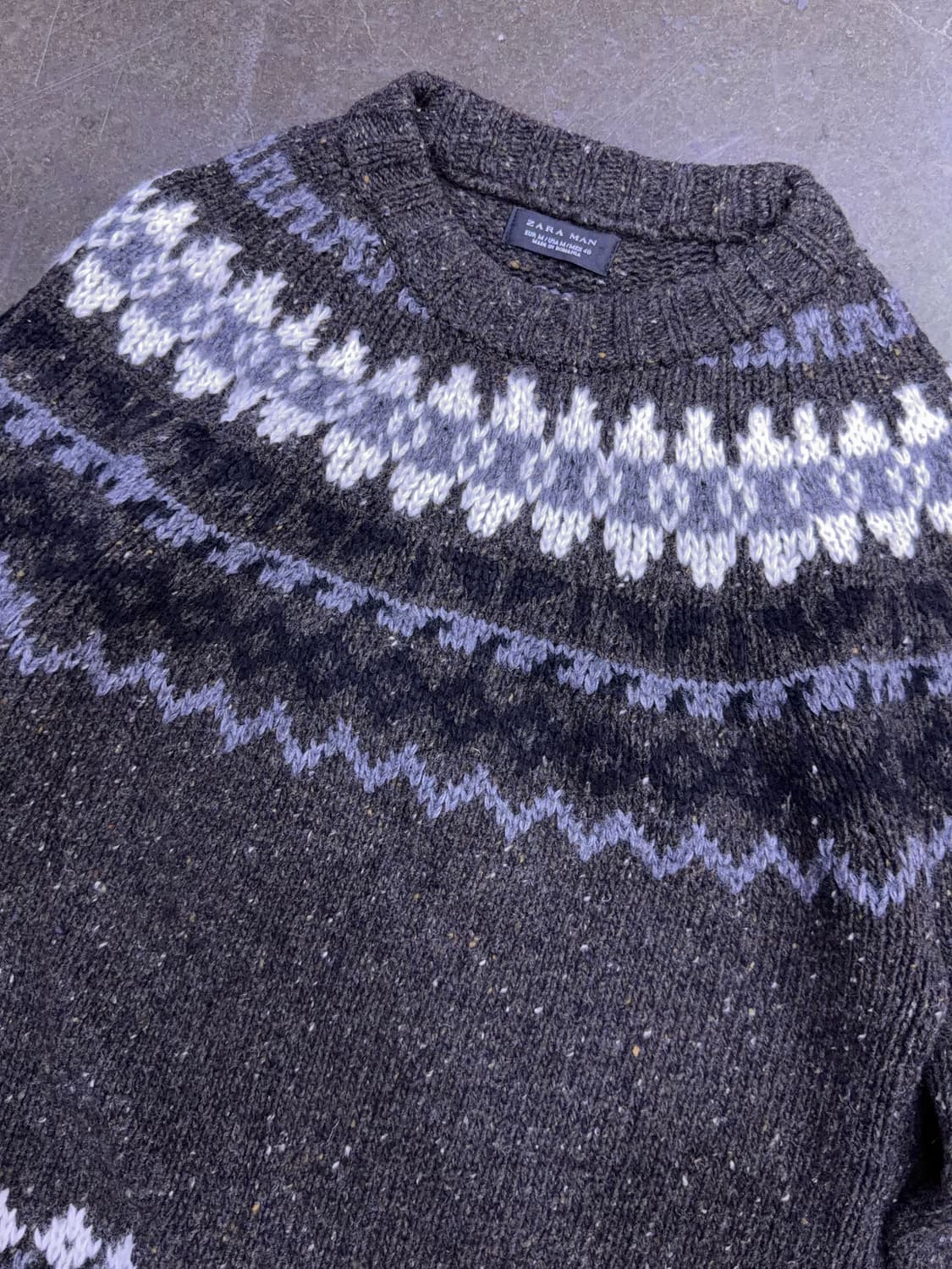 자라 울 라운드 노르딕 패턴 니트 스웨터 M 상품이미지4
