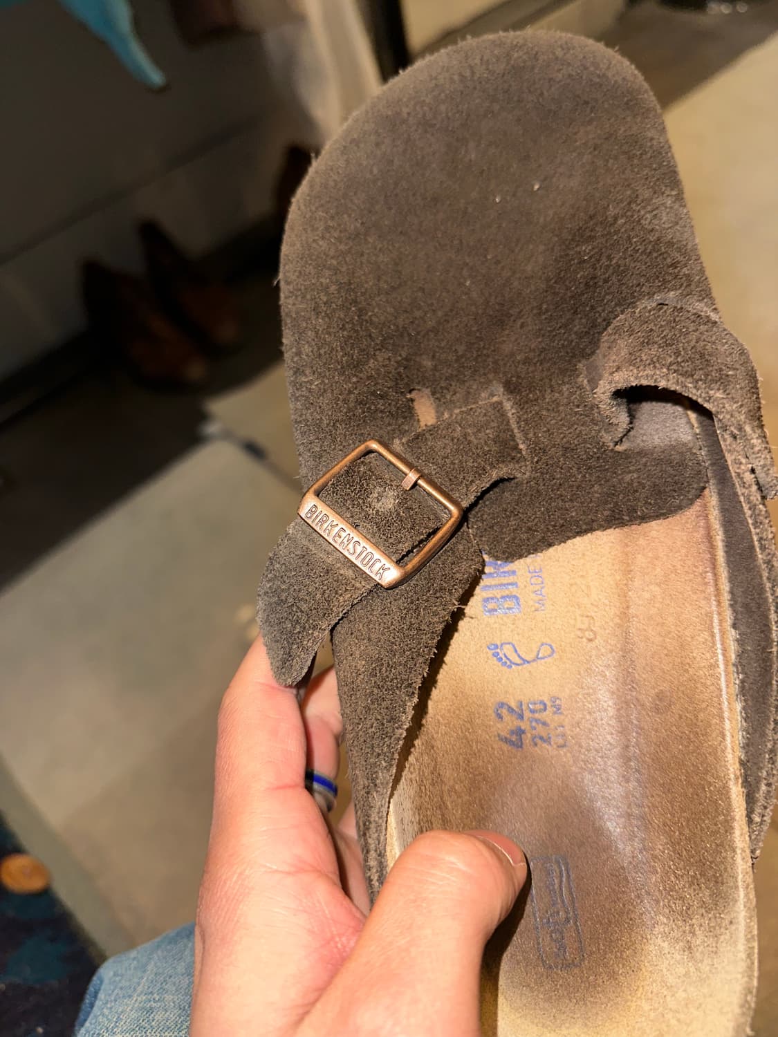 Birkenstock Boston suede strap mule shoe 상품이미지6