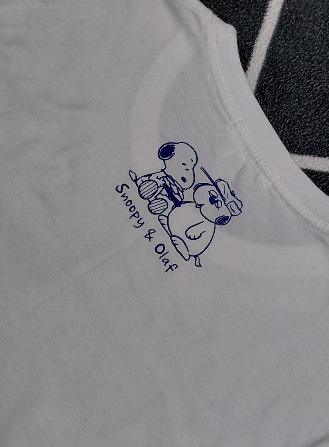 [정품] 스누피&올라프 빅 프린트 화이트 티셔츠 (L사이즈) 상품이미지8