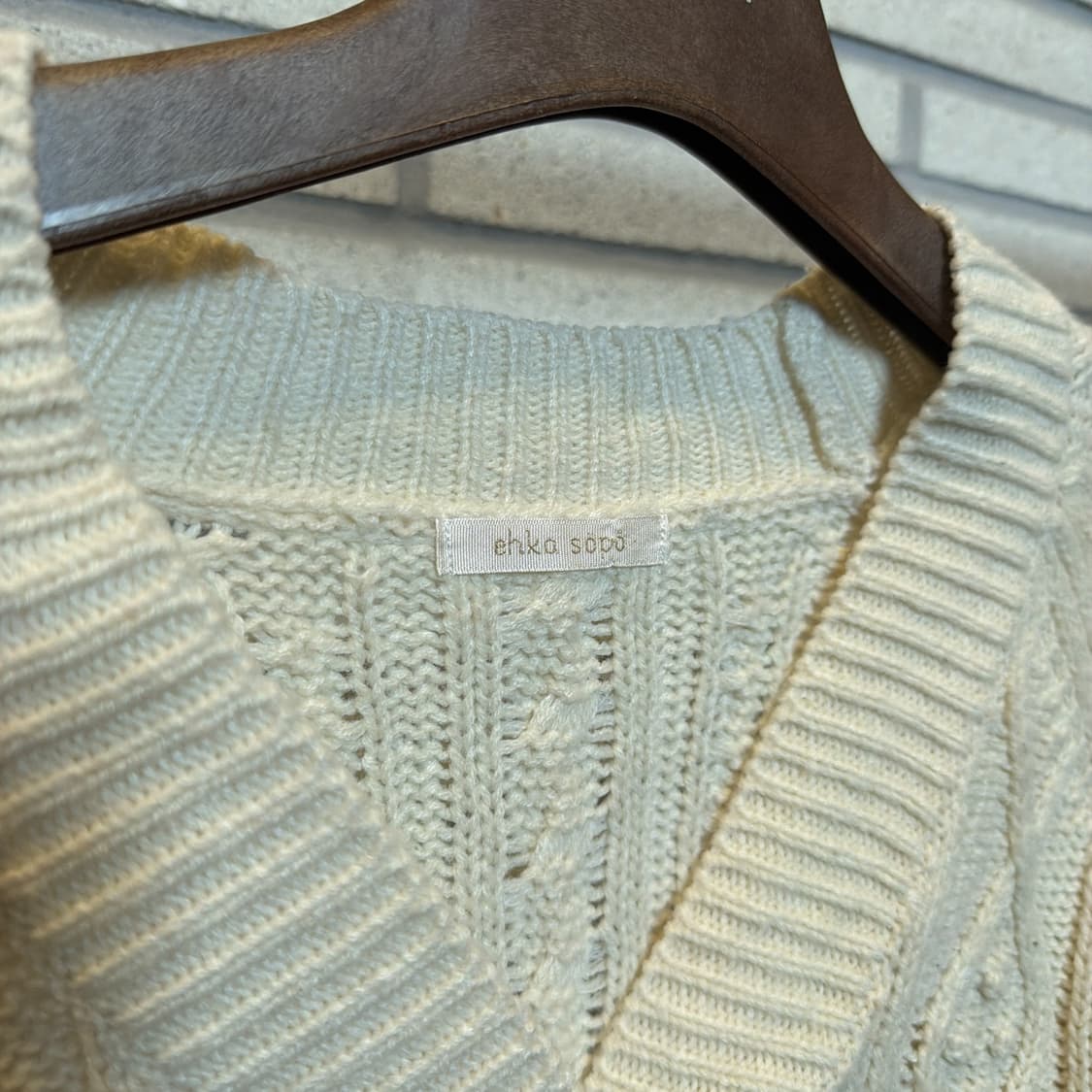 JPN VINTAGE 빅버튼 아란 니트가디건 케이블 패턴 볼륨 디테일 상품이미지6