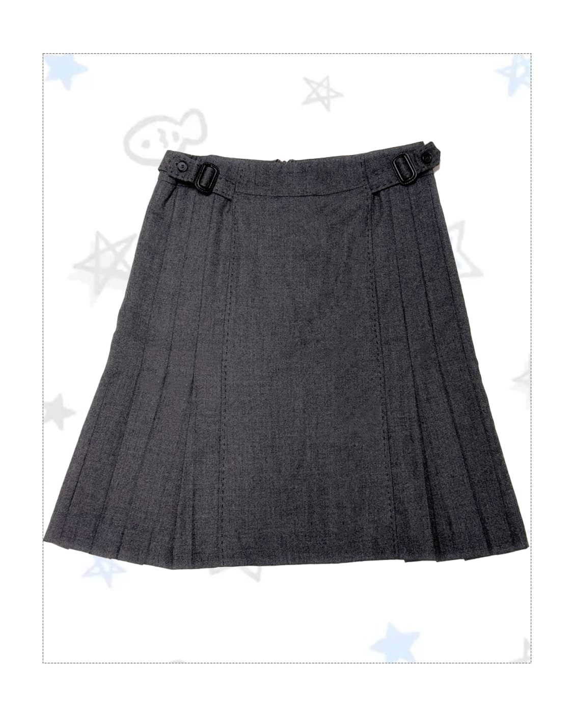 그레이 플리츠 미디 스커트 상품이미지1