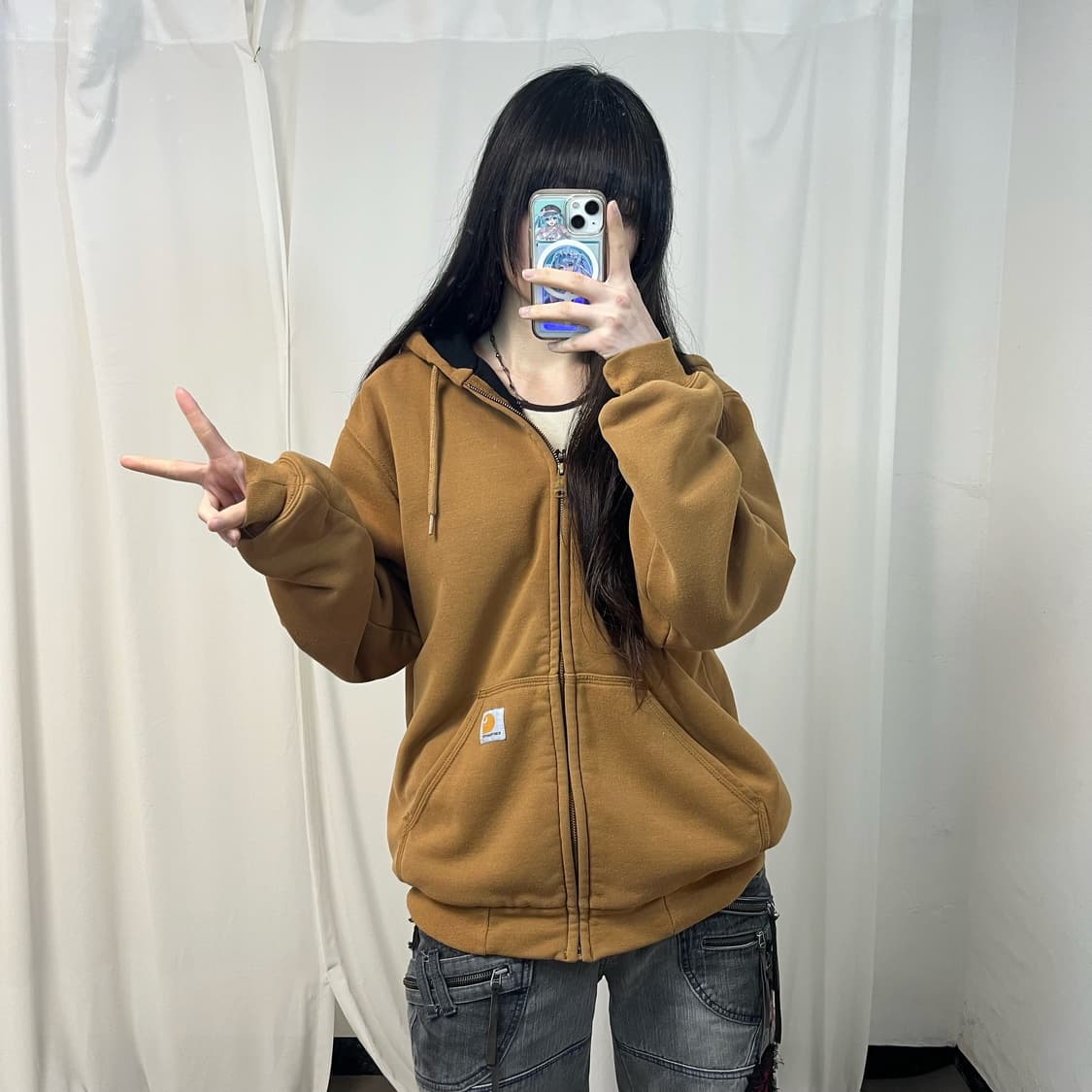 Carhartt camel thermal zip-up hoodie 상품이미지2