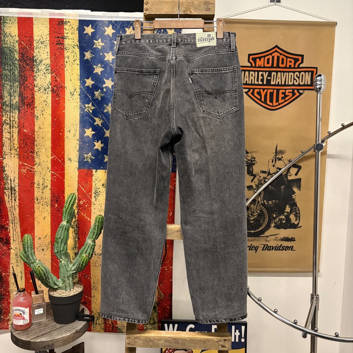 00s 리바이스 실버탭 루즈핏 흑청 보더데님팬츠 N187 상품이미지2