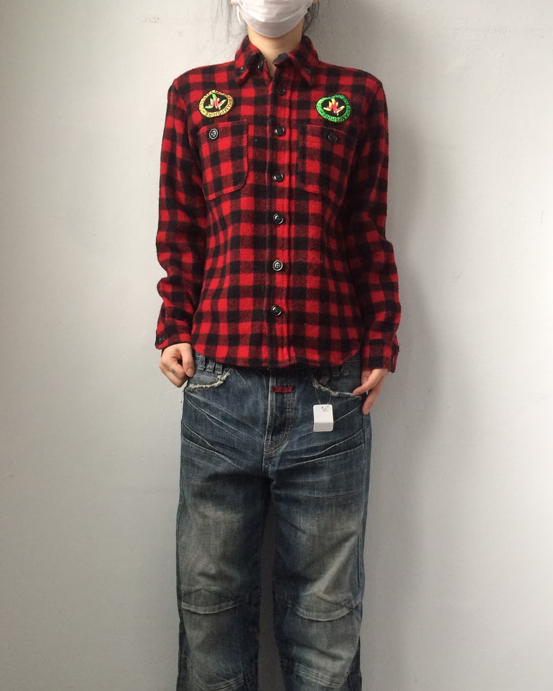 Woolen check pattern shirt 상품이미지1