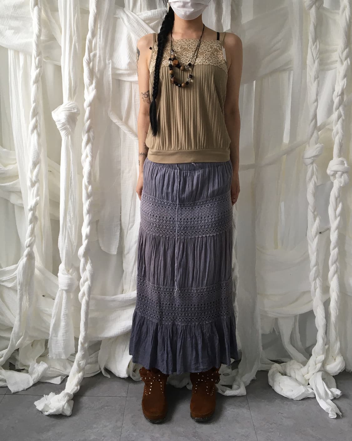 Crochet layer dyed long skirt 상품이미지6