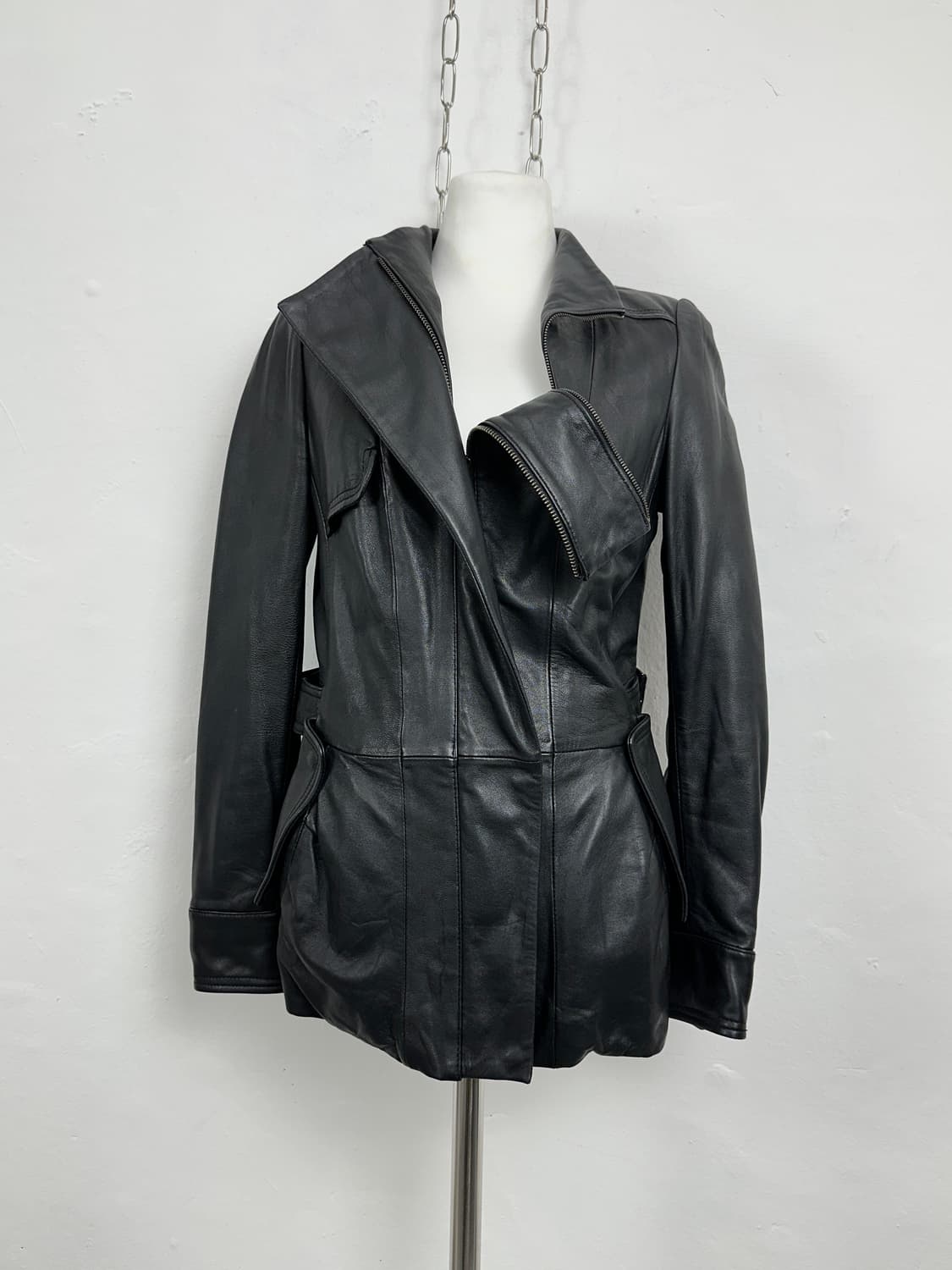 Italian Lambskin Gimmick Zip Leather Jac 상품이미지2