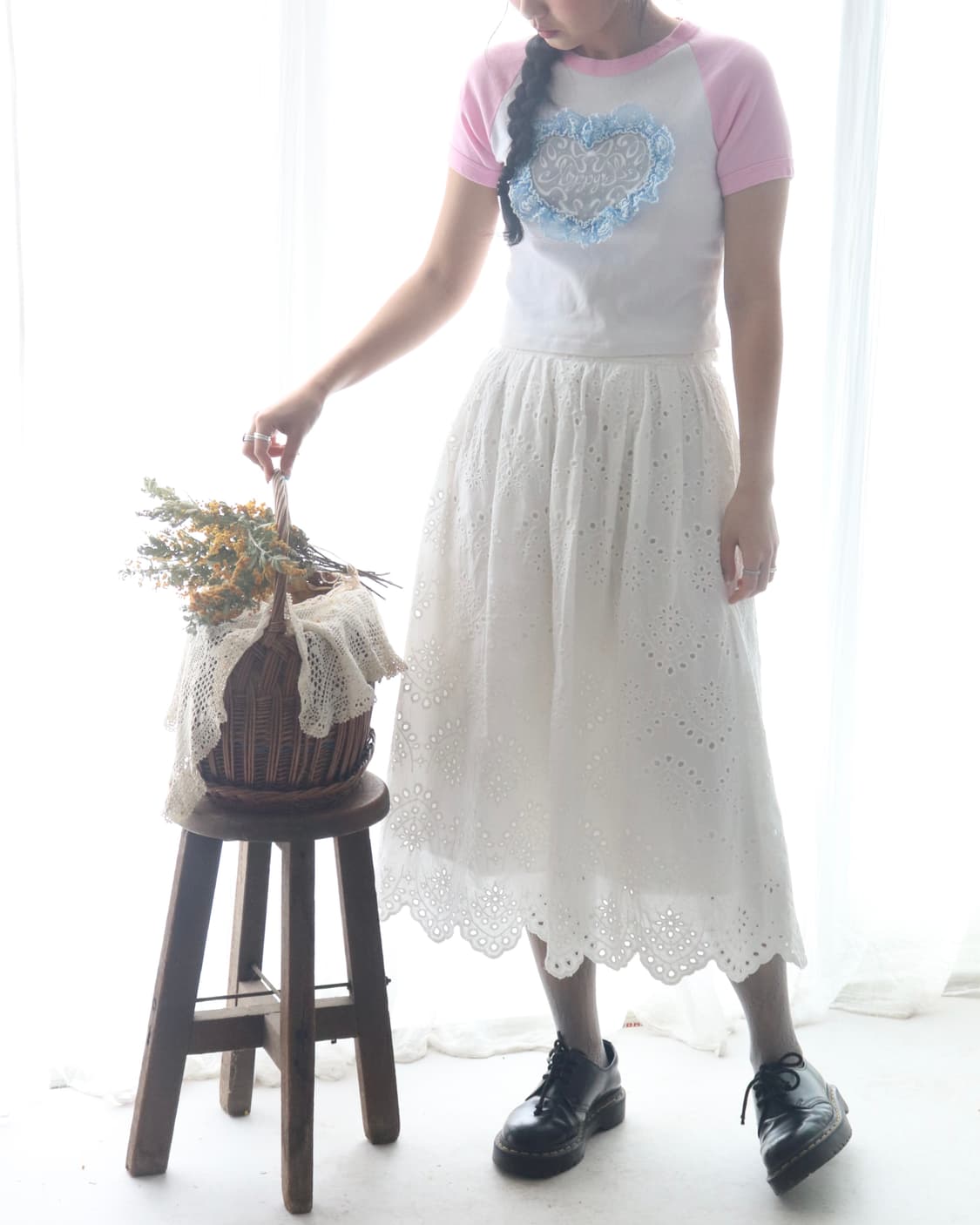 [Beams Heart] White Broderie Lace Skirt 상품이미지1