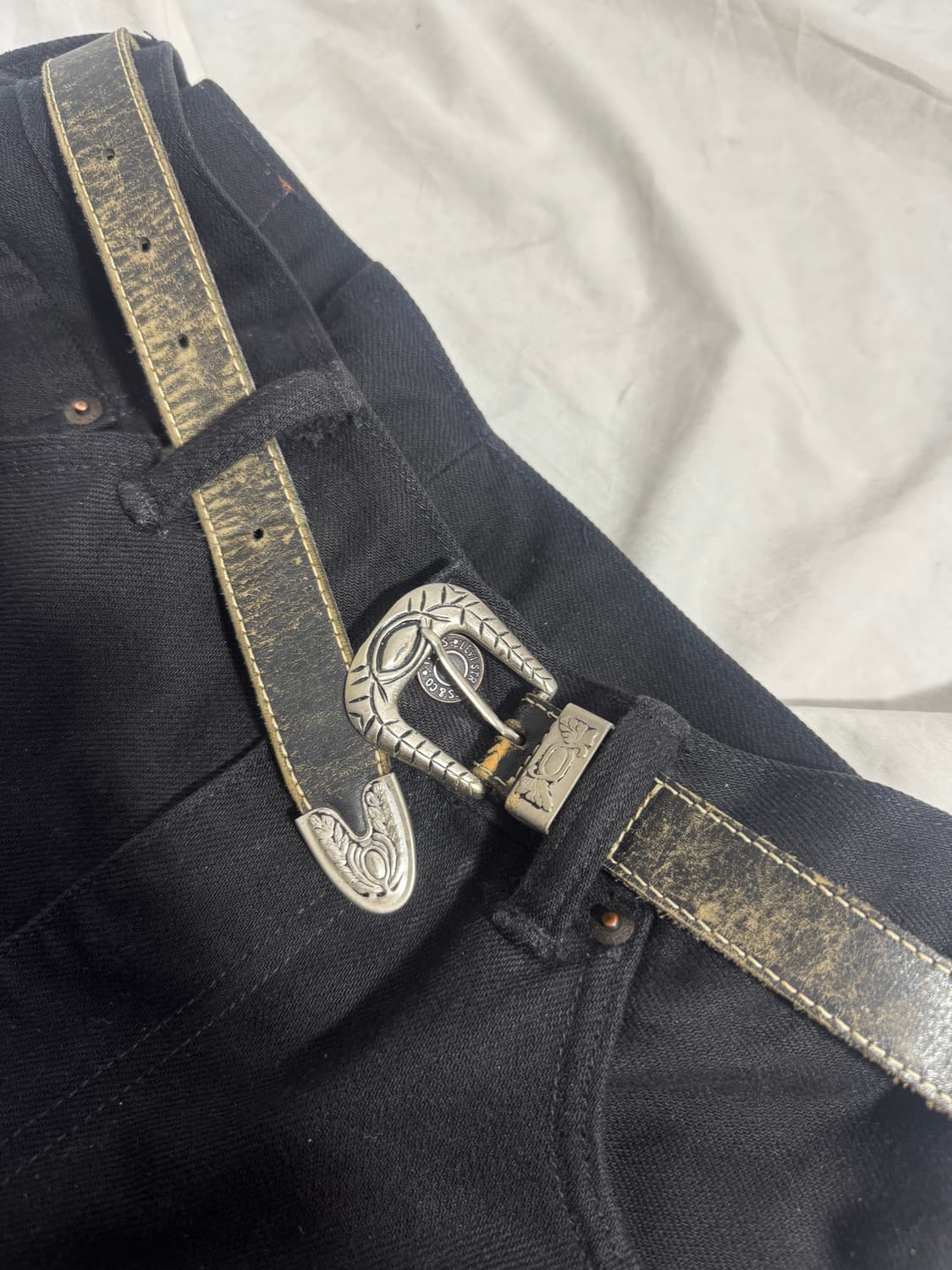 빈티지 웨스턴 레더 벨트 상품이미지3