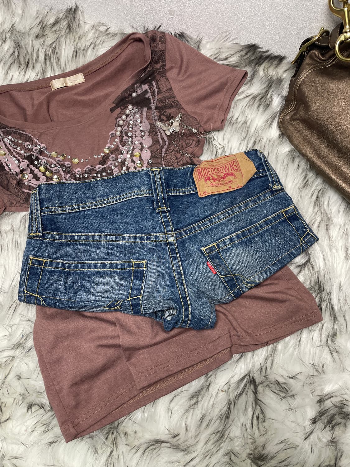 빈티지 커스텀 퍼벨트 로우라이즈 팬츠 상품이미지6