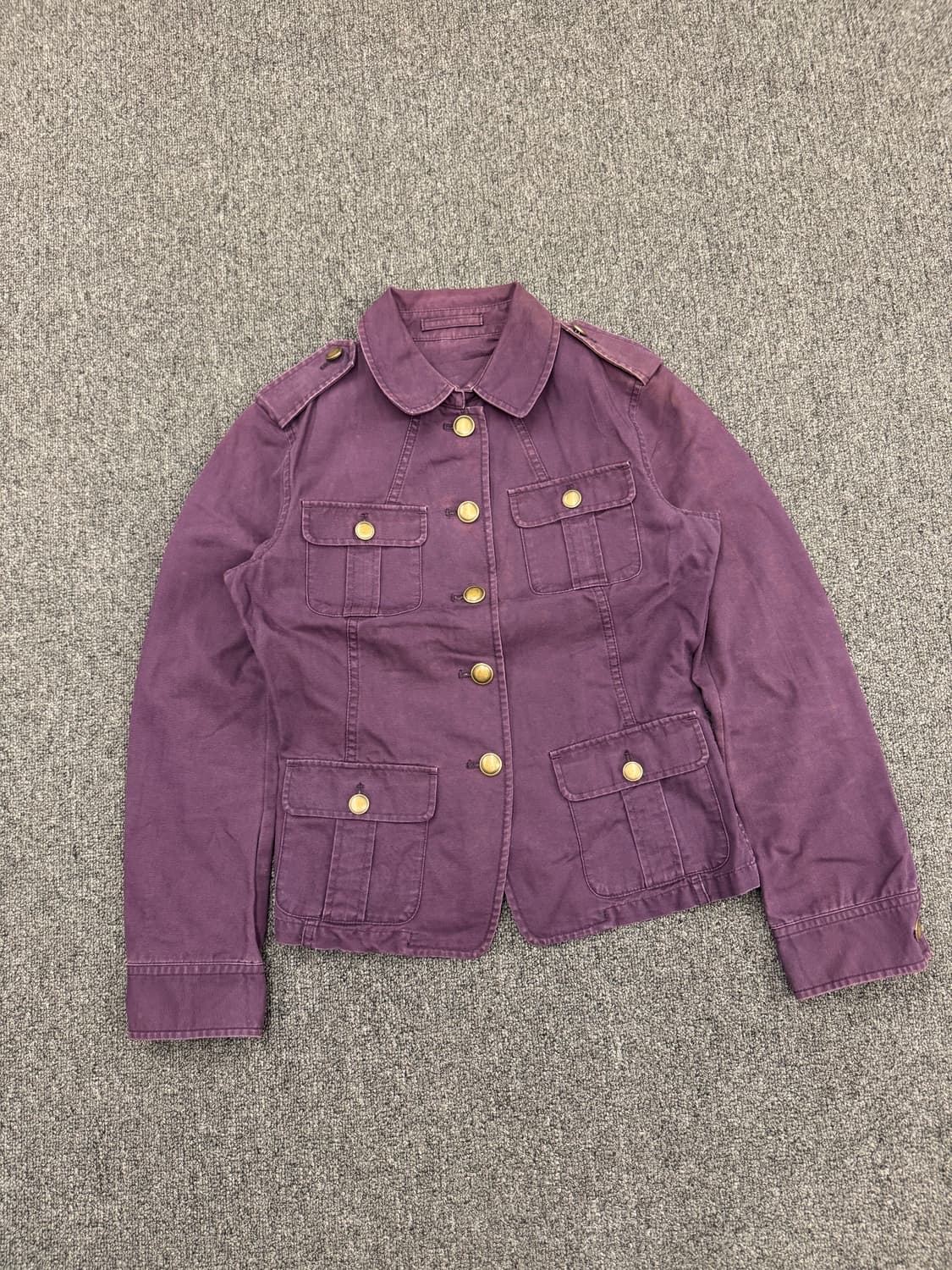 M)유니클로 일본판 빈티지 금장 버튼 퍼플 여성 자켓 상품이미지1